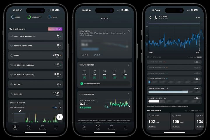 Screenshots taken from the Whoop 5.0 app.