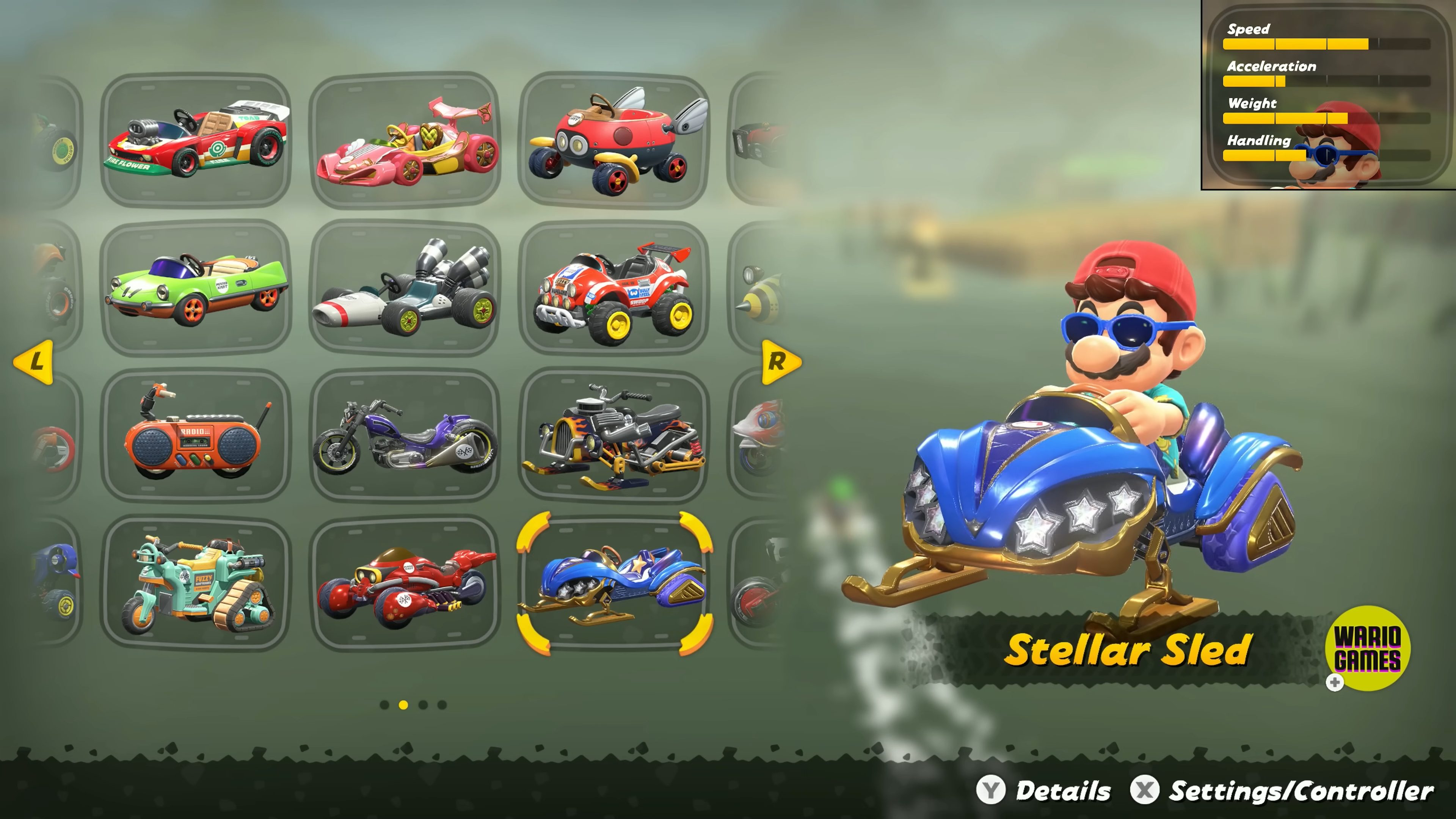 Mario in a kart in Mario Kart World.