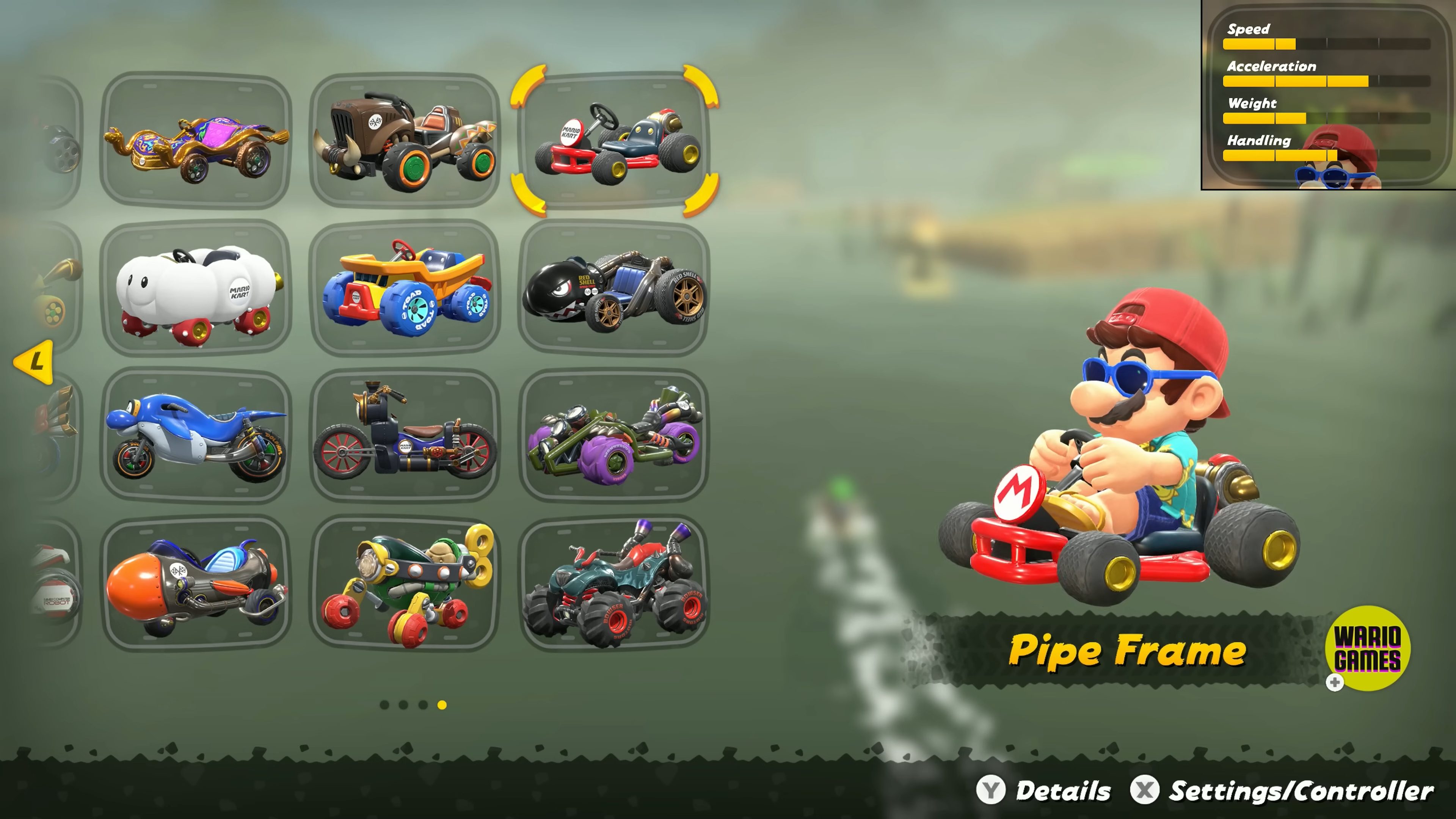Mario in a b dasher kart.
