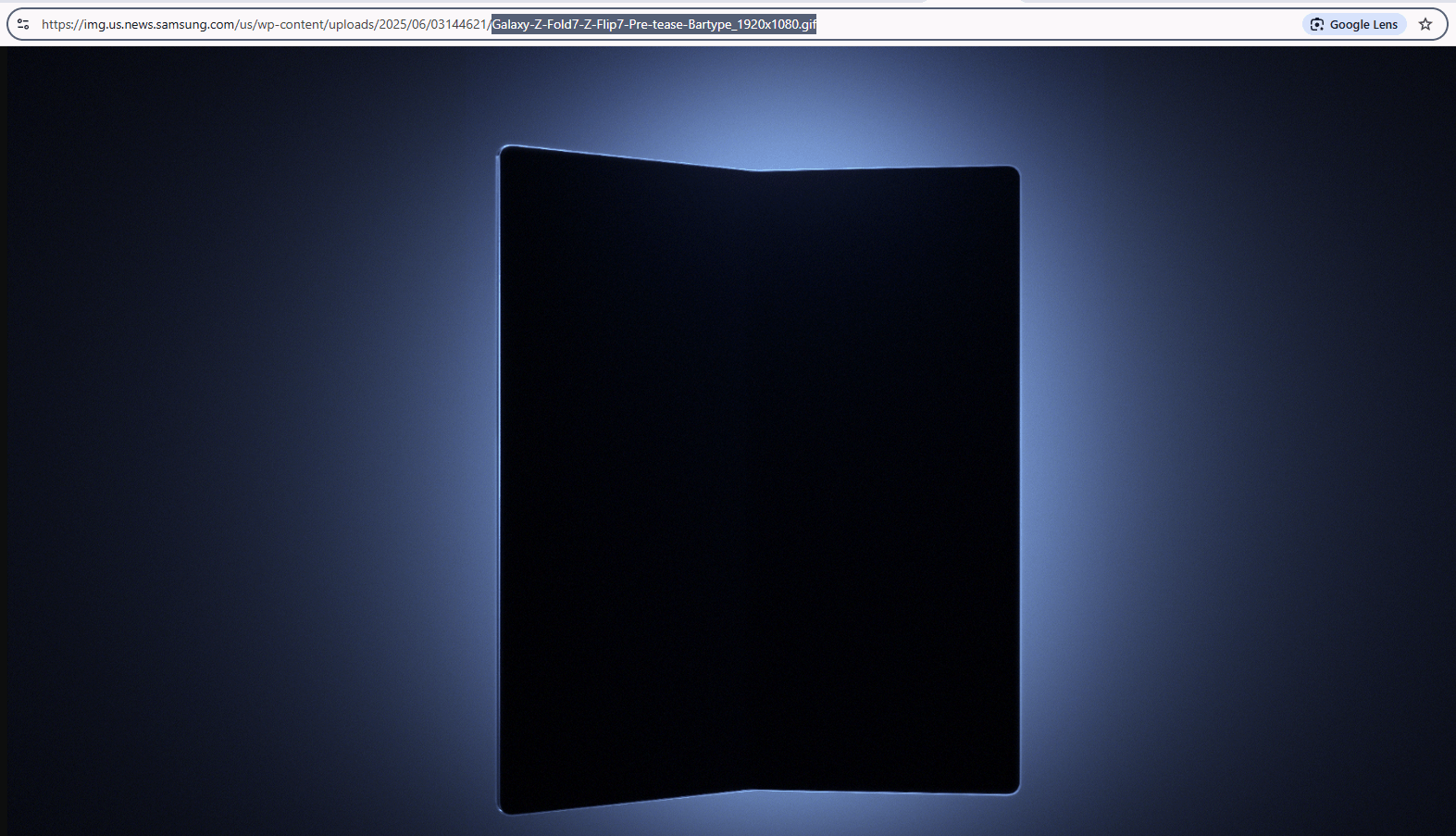 A URL showing the file name of Samsung's foldable teaser image - with Z Fold 7 and Z Flip 7 included in the name