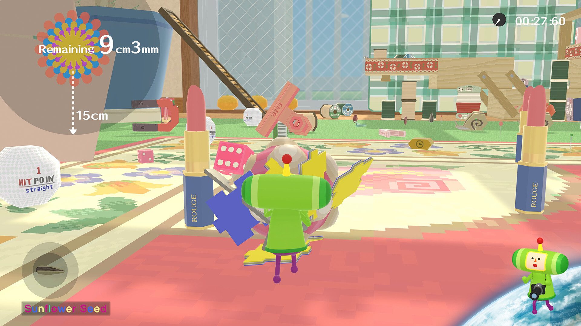 The prince rolling up little objects in a bedroom.