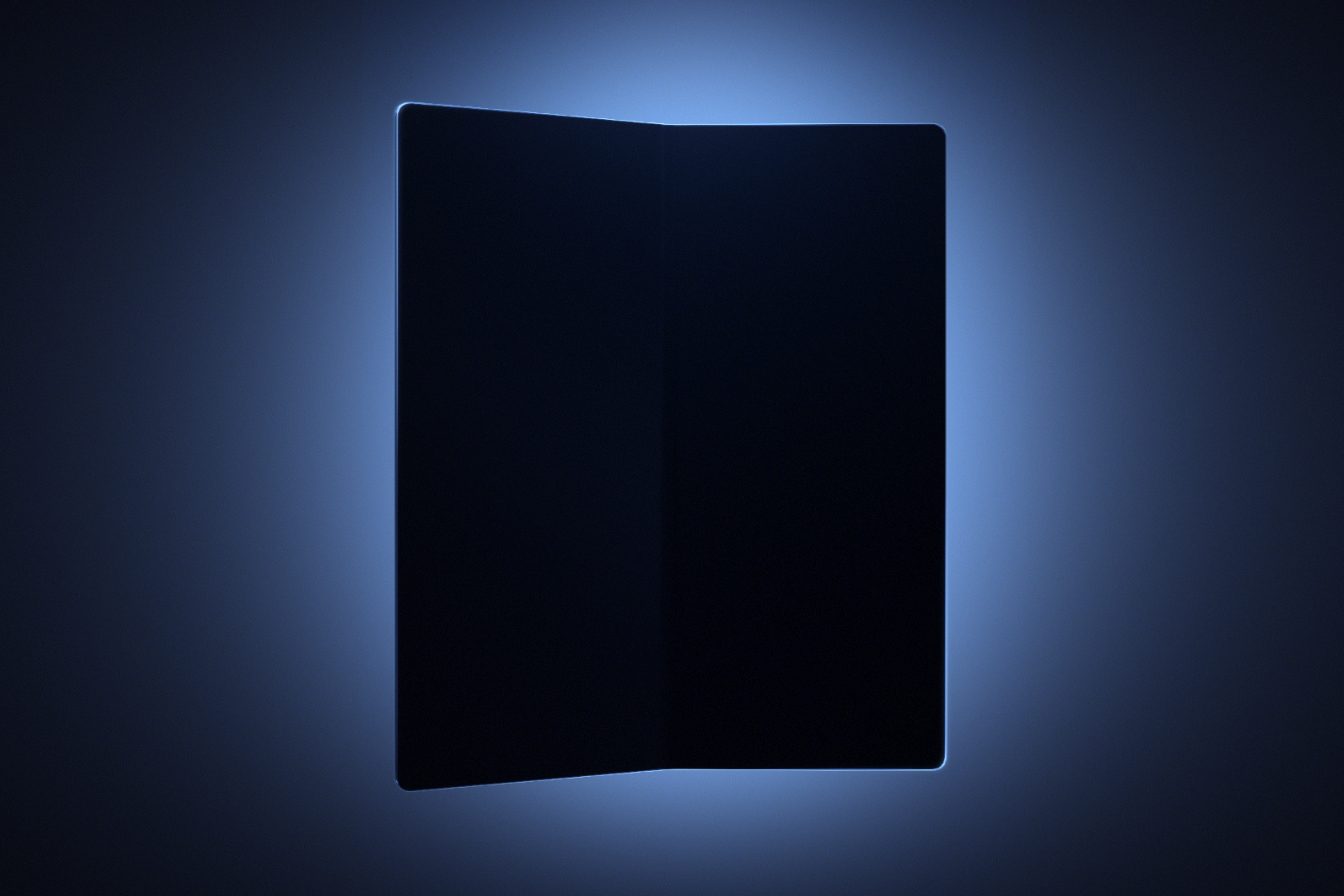 Teaser showing the outline of a foldable phone, expected to be the Galaxy Z Fold 7