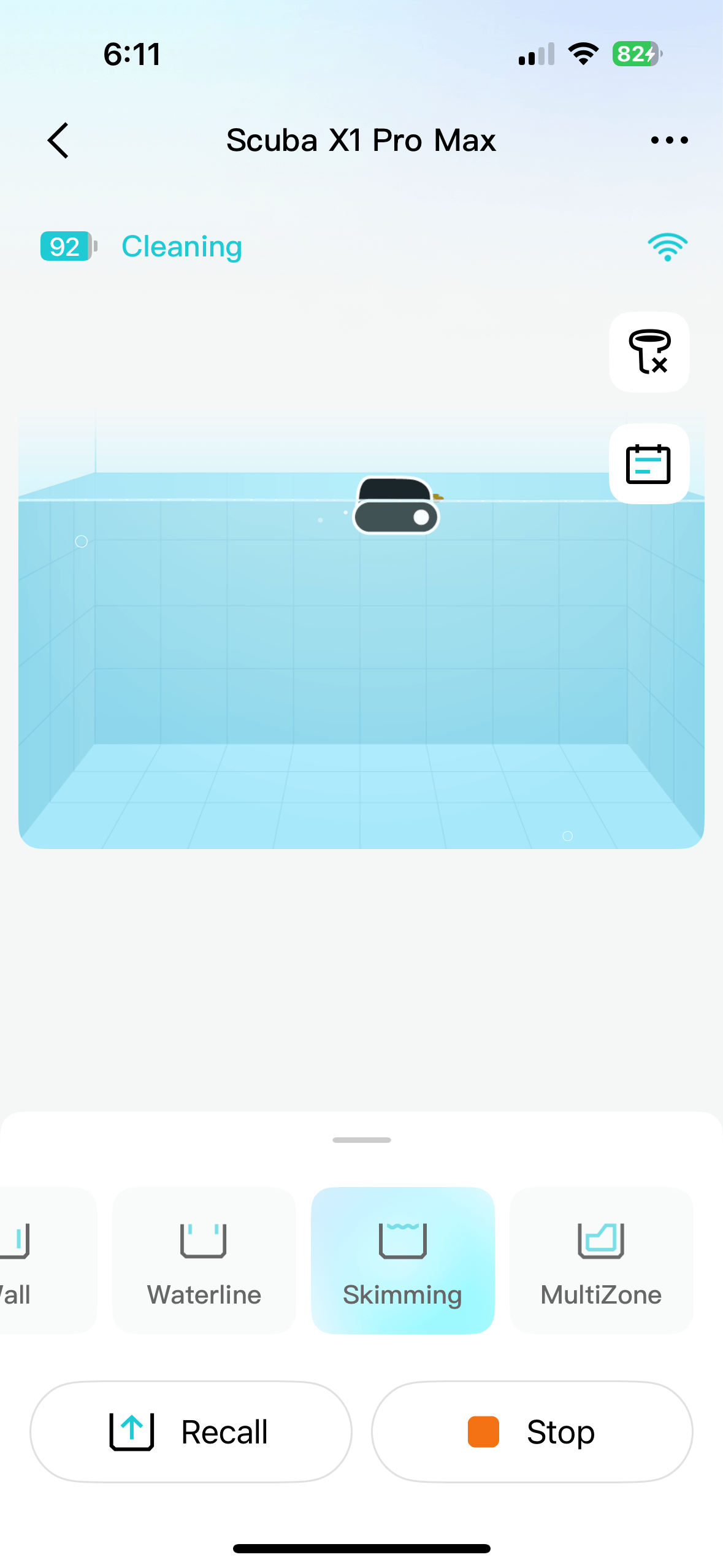Cleaning modes in the Aiper app for the Scuba X1 Pro Max