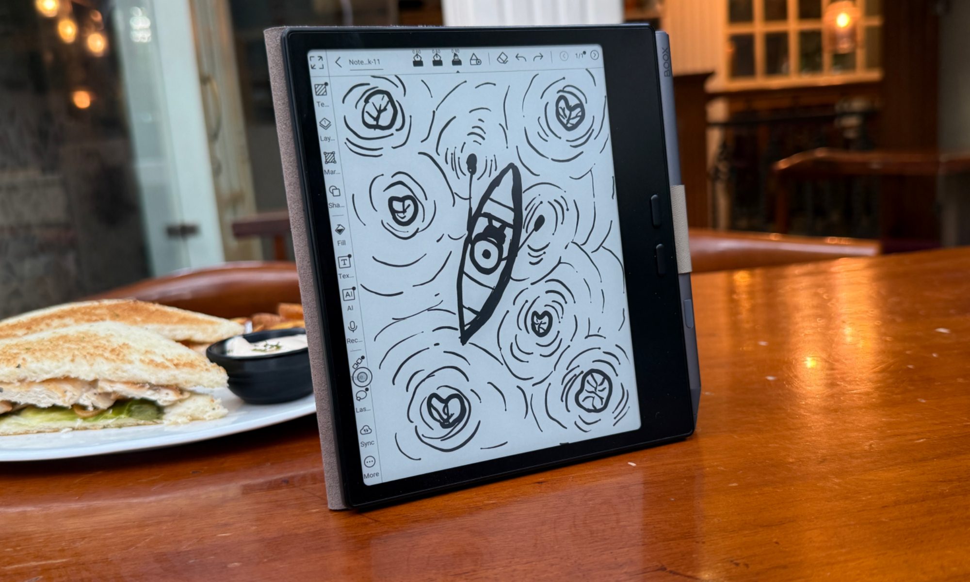 Drawing on a note on the Boox Go 7 E Ink tablet.
