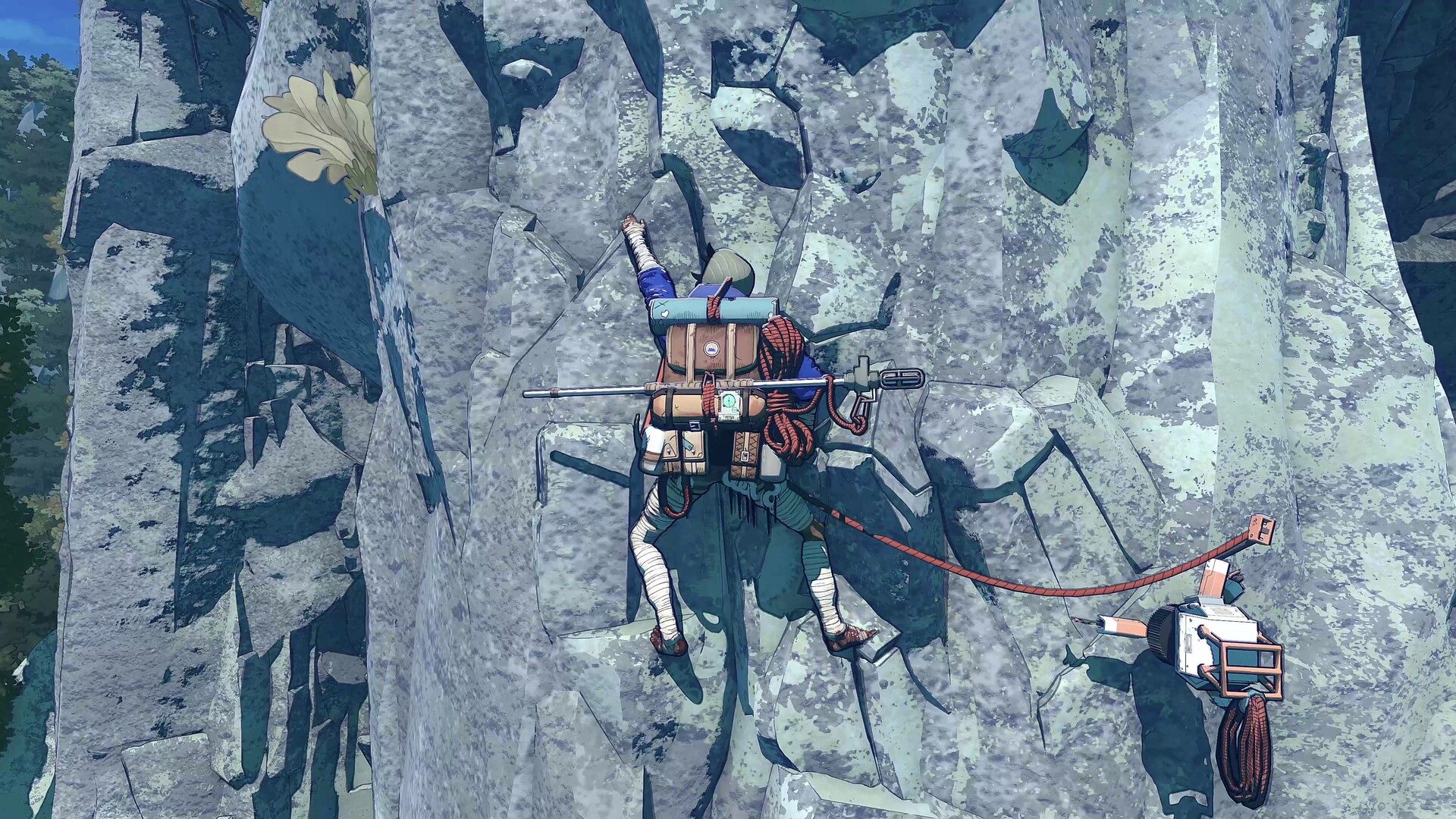 A climber scales a mountain in Cairn.