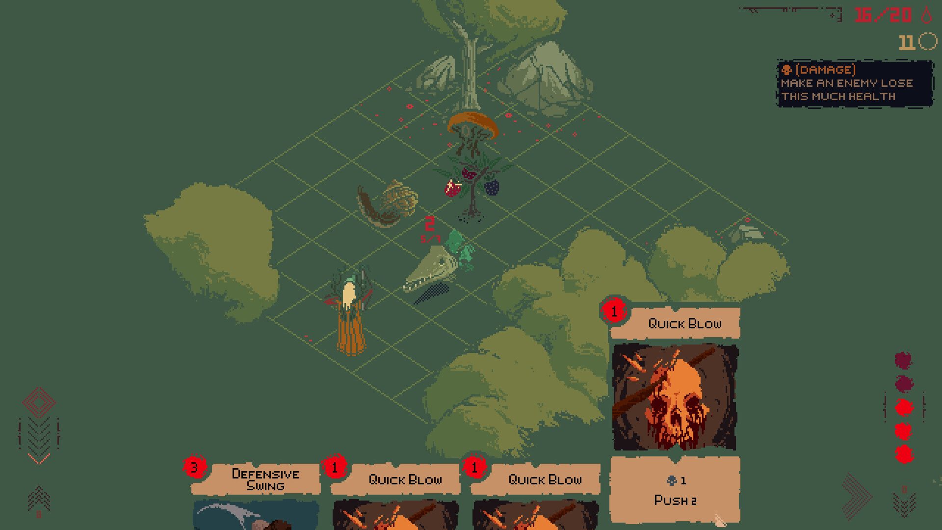 A character fights enemies on a grid in Death Howl.