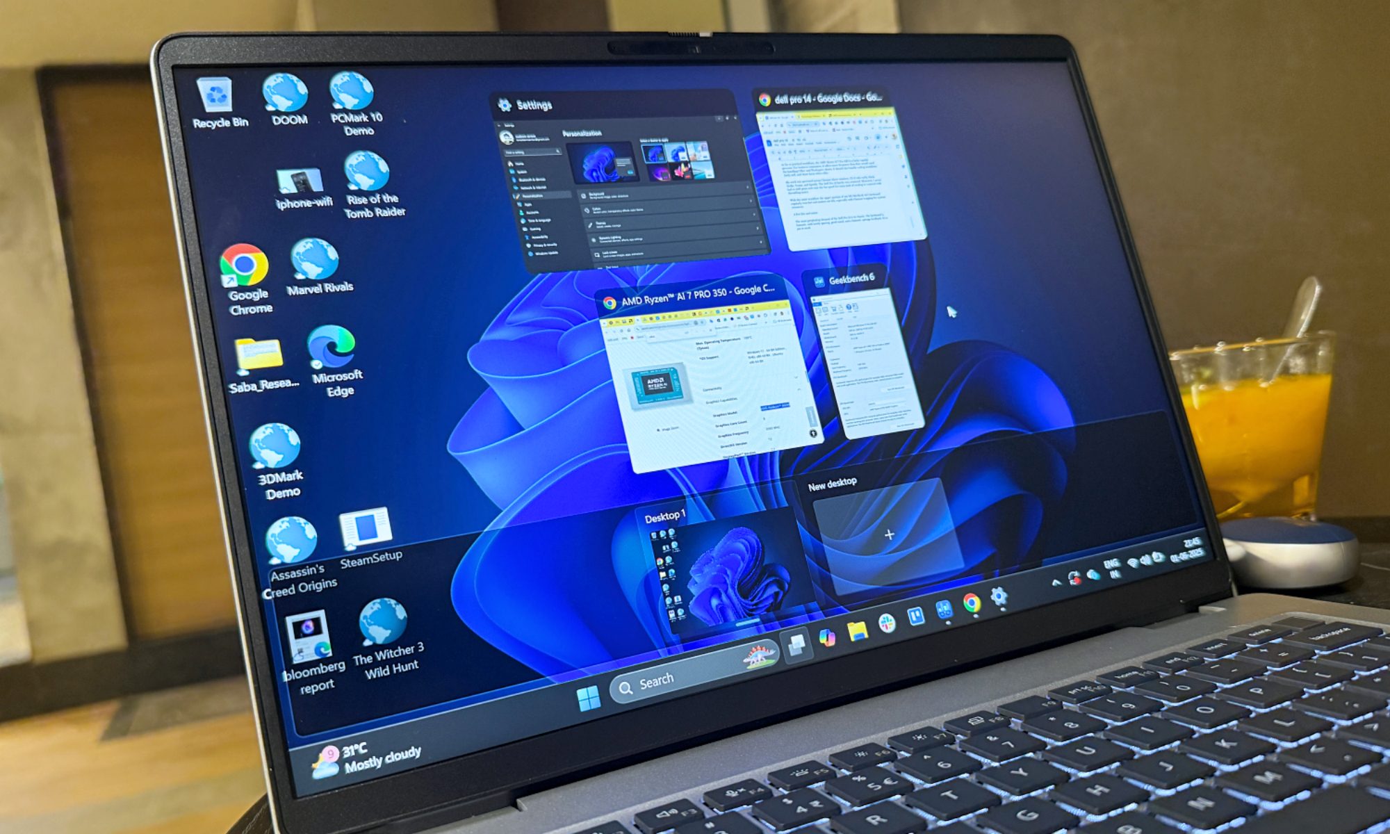 Multitasking on the Dell Pro 14 laptop.