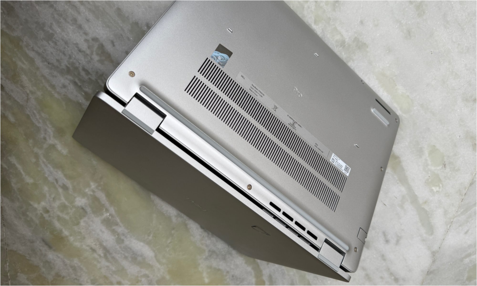 Rear panel view of the Dell Pro 14 laptop.