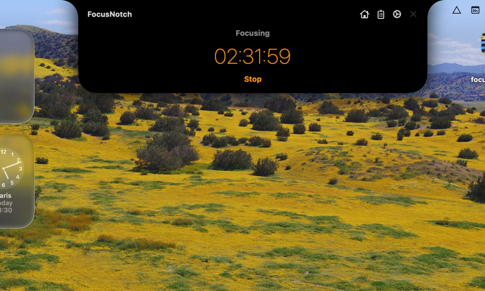 Work timer in FocusNotch app.