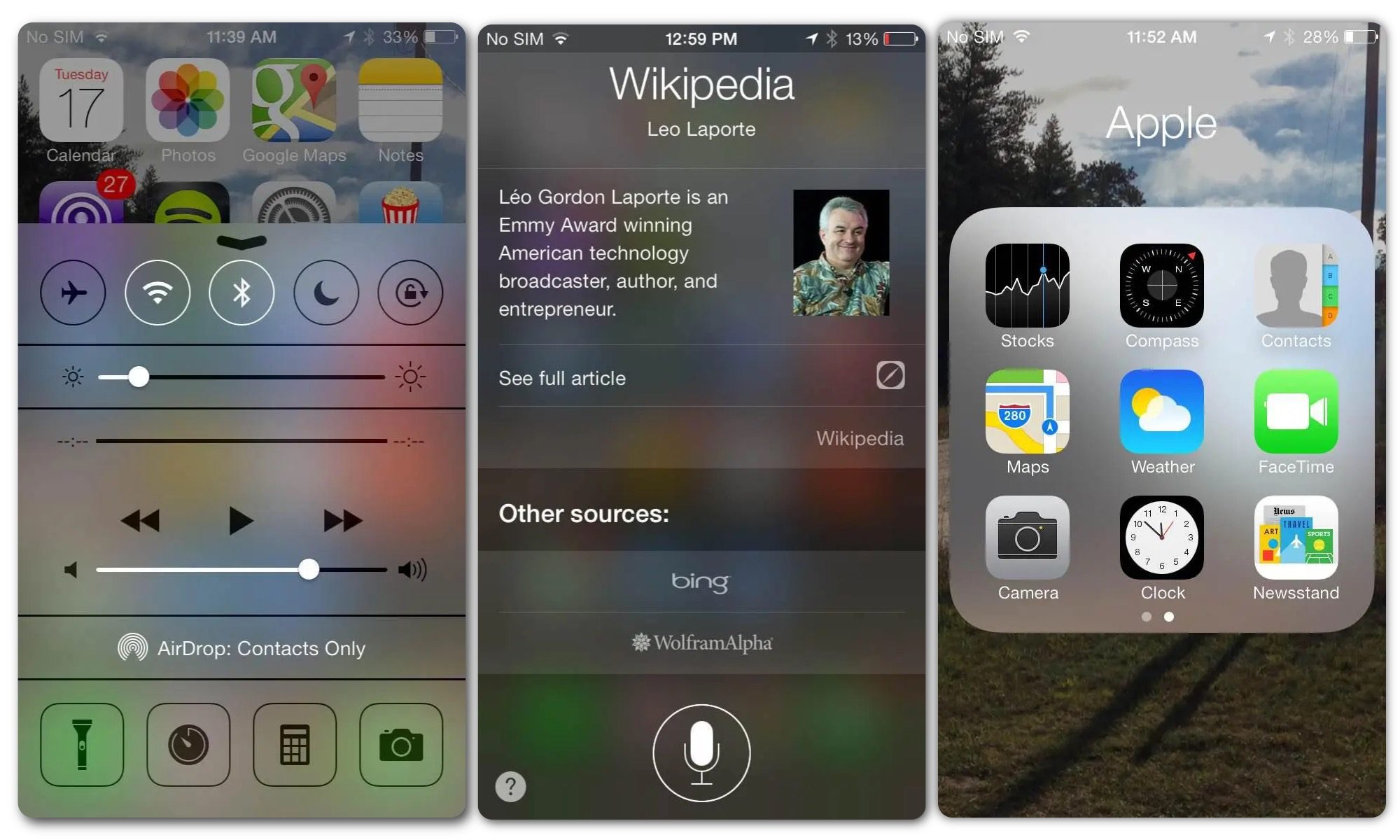 Transparent design of iOS 7.