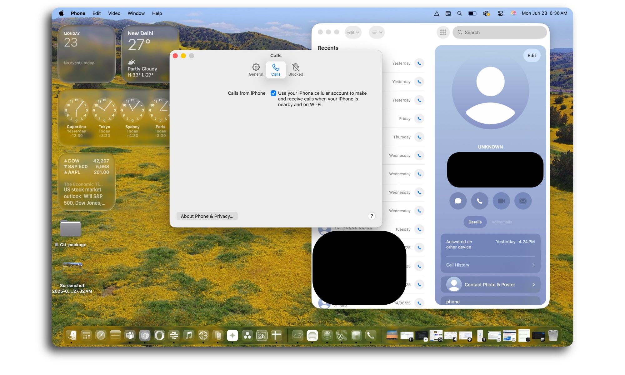 Phone app in macOS Tahoe.