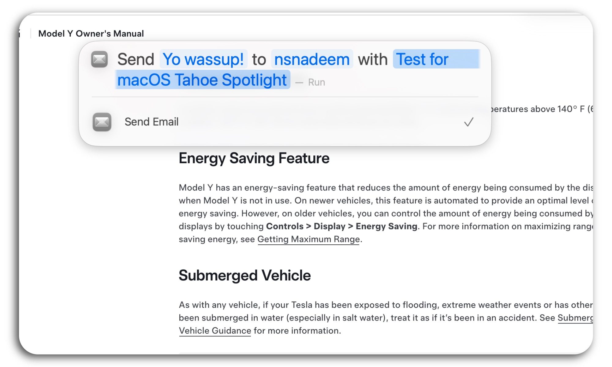 Exploring the Spotlight feature on my MacBook Air running macOS Tahoe.
