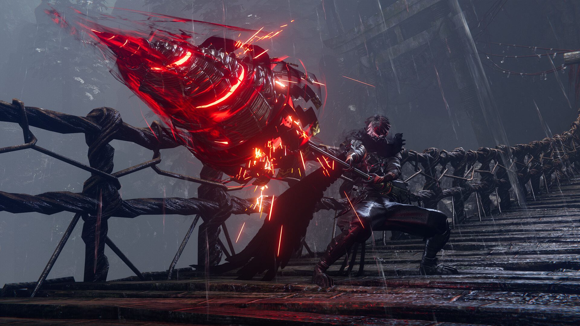 A ninja holds a giant weapon in Ninja Gaiden 4.