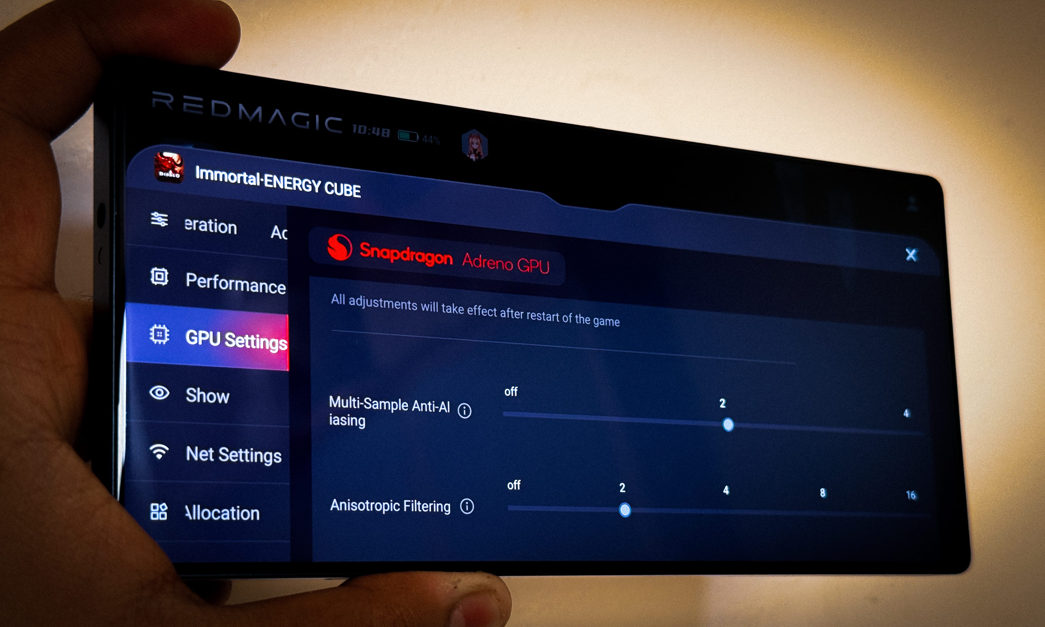 GPU adjustment on Red Magic 10S Pro.