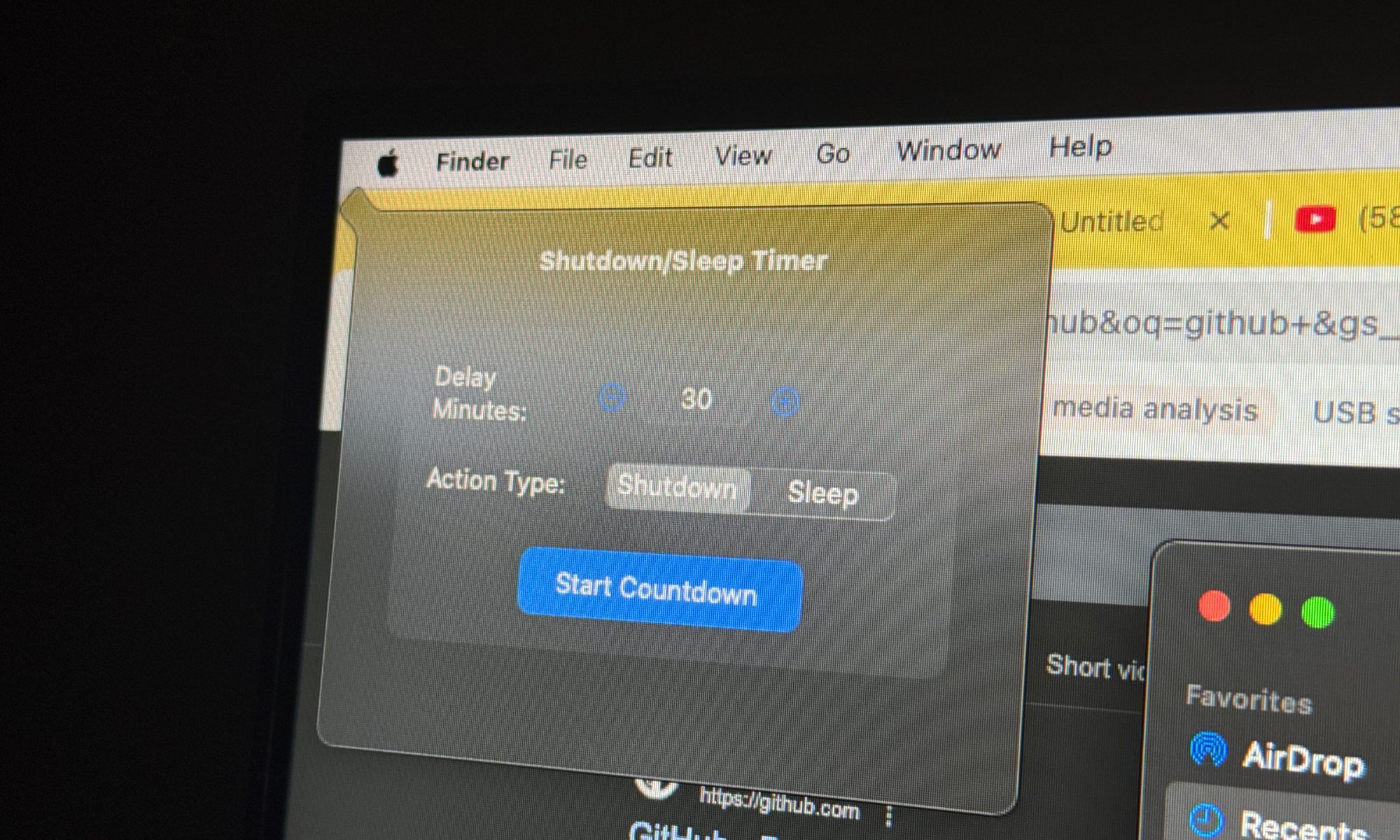 Shutdown scheduler running on Mac.