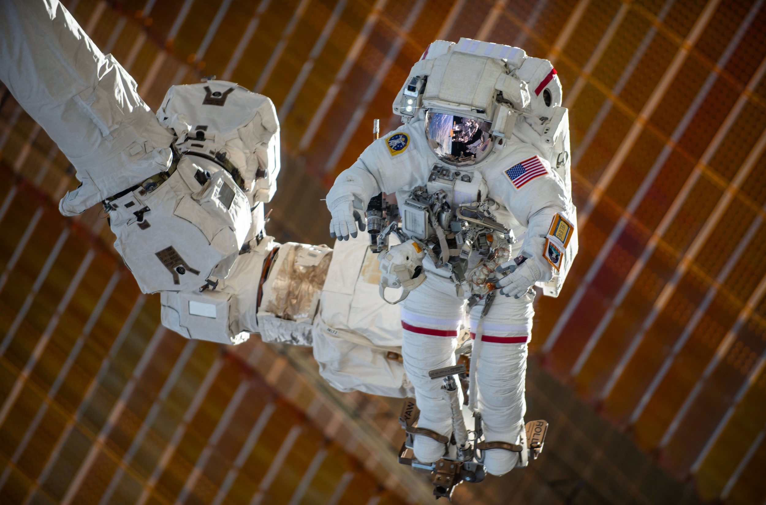 Suni Williams during a spacewalk at the ISS.