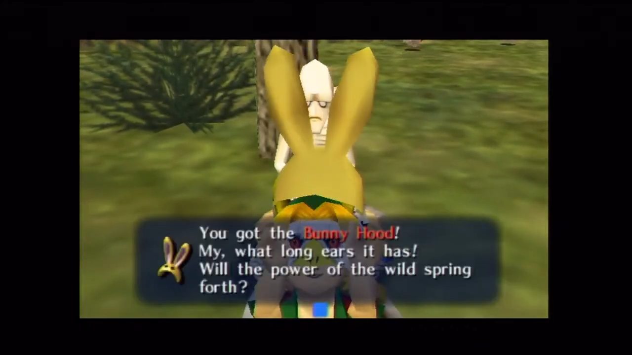 Link getting the bunny hood.
