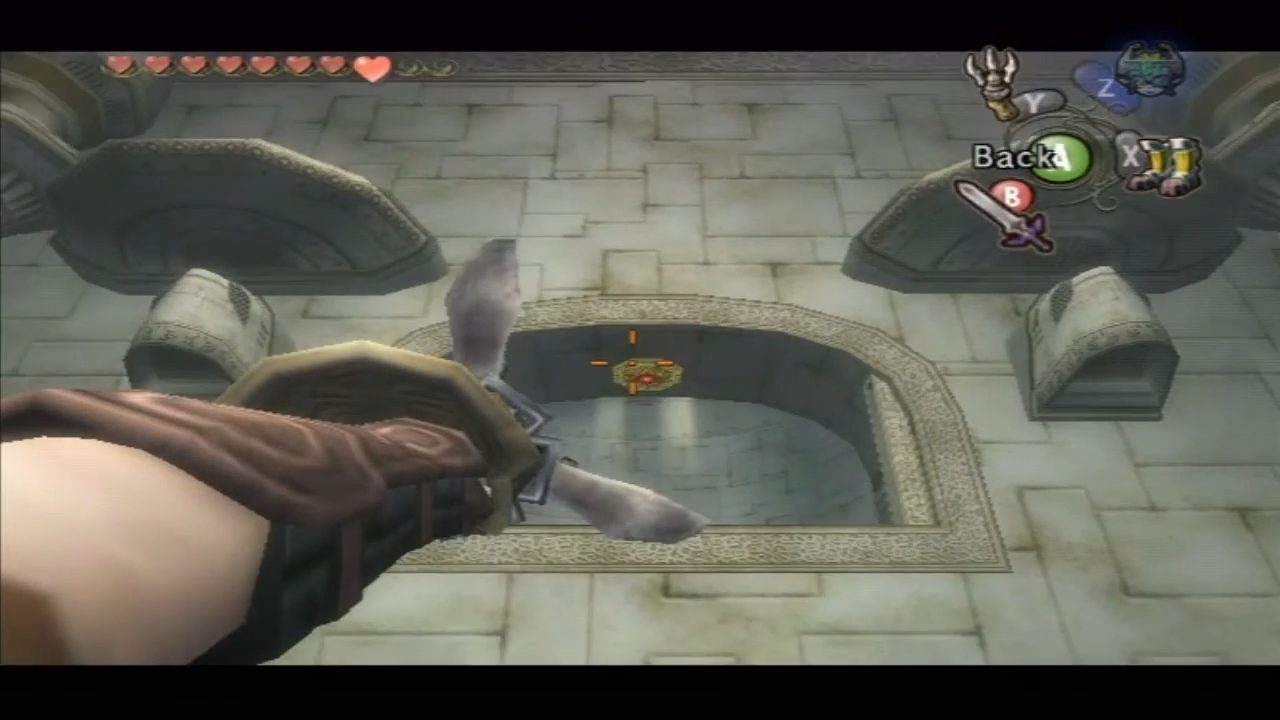 Link aiming a clawshot.