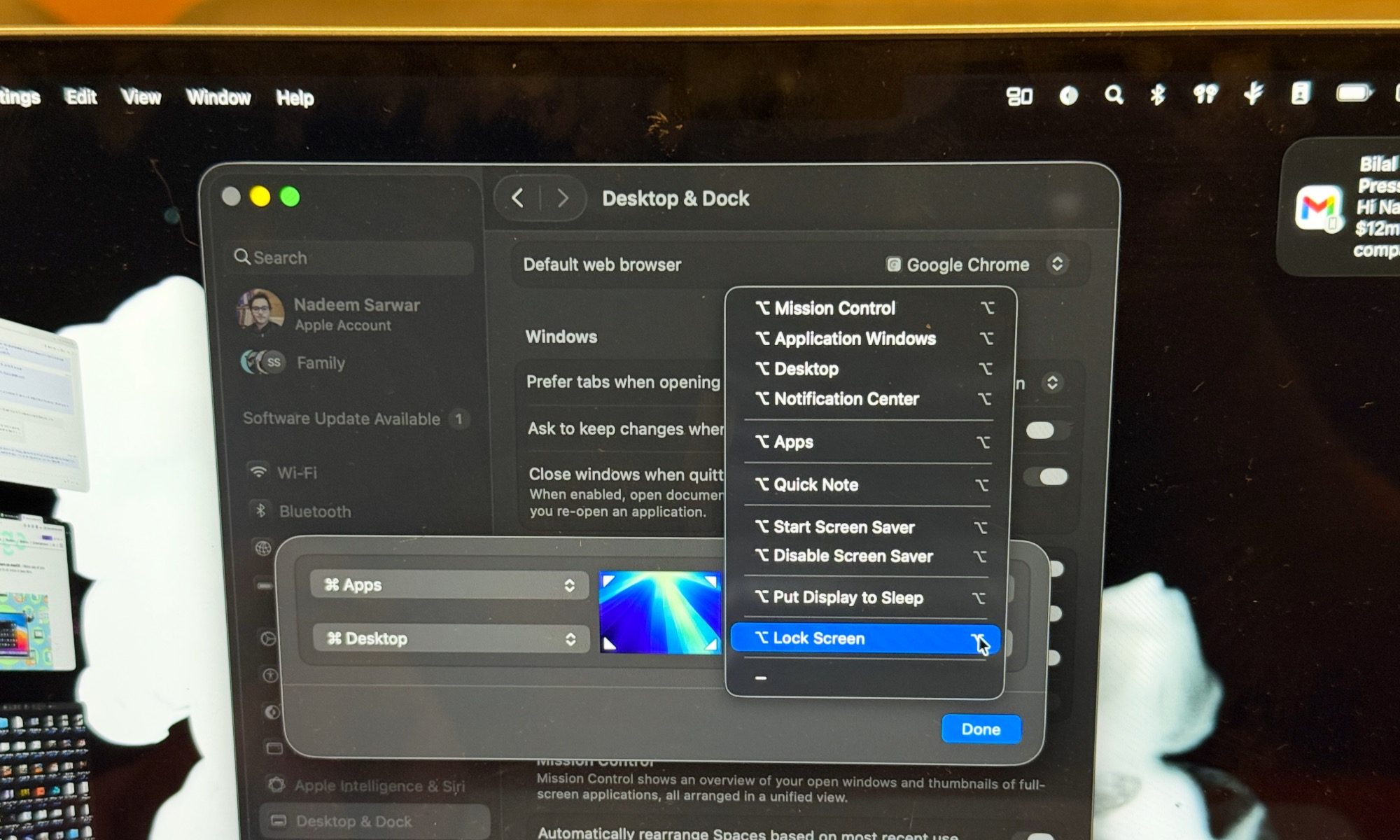 Modifying hot corners on a Mac.