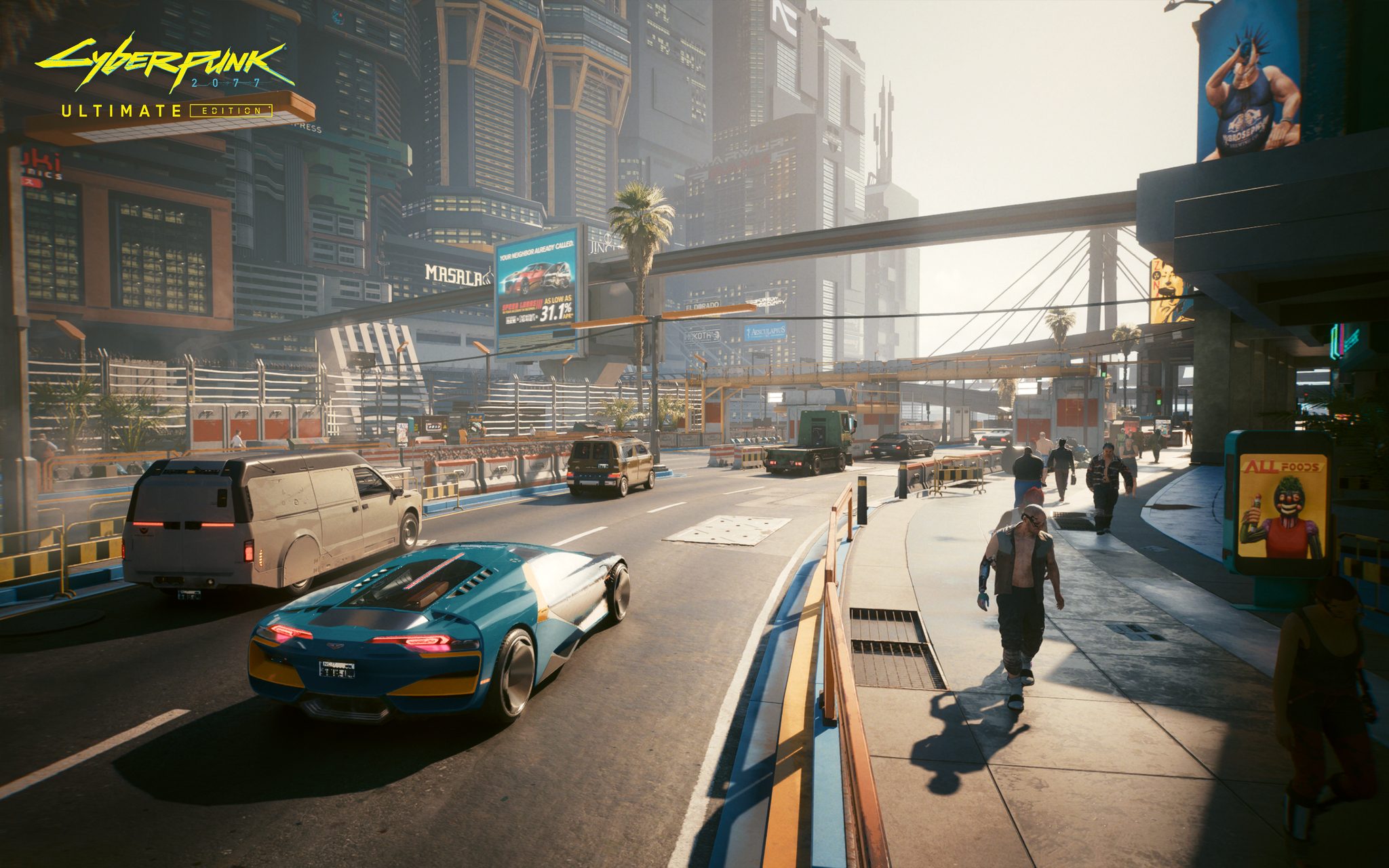A city street in cyberpunk 2077.