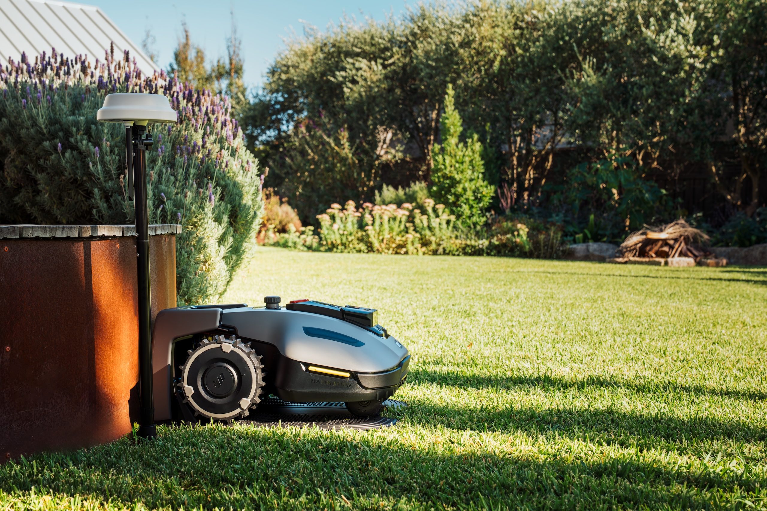 robot lawn mower ready to start