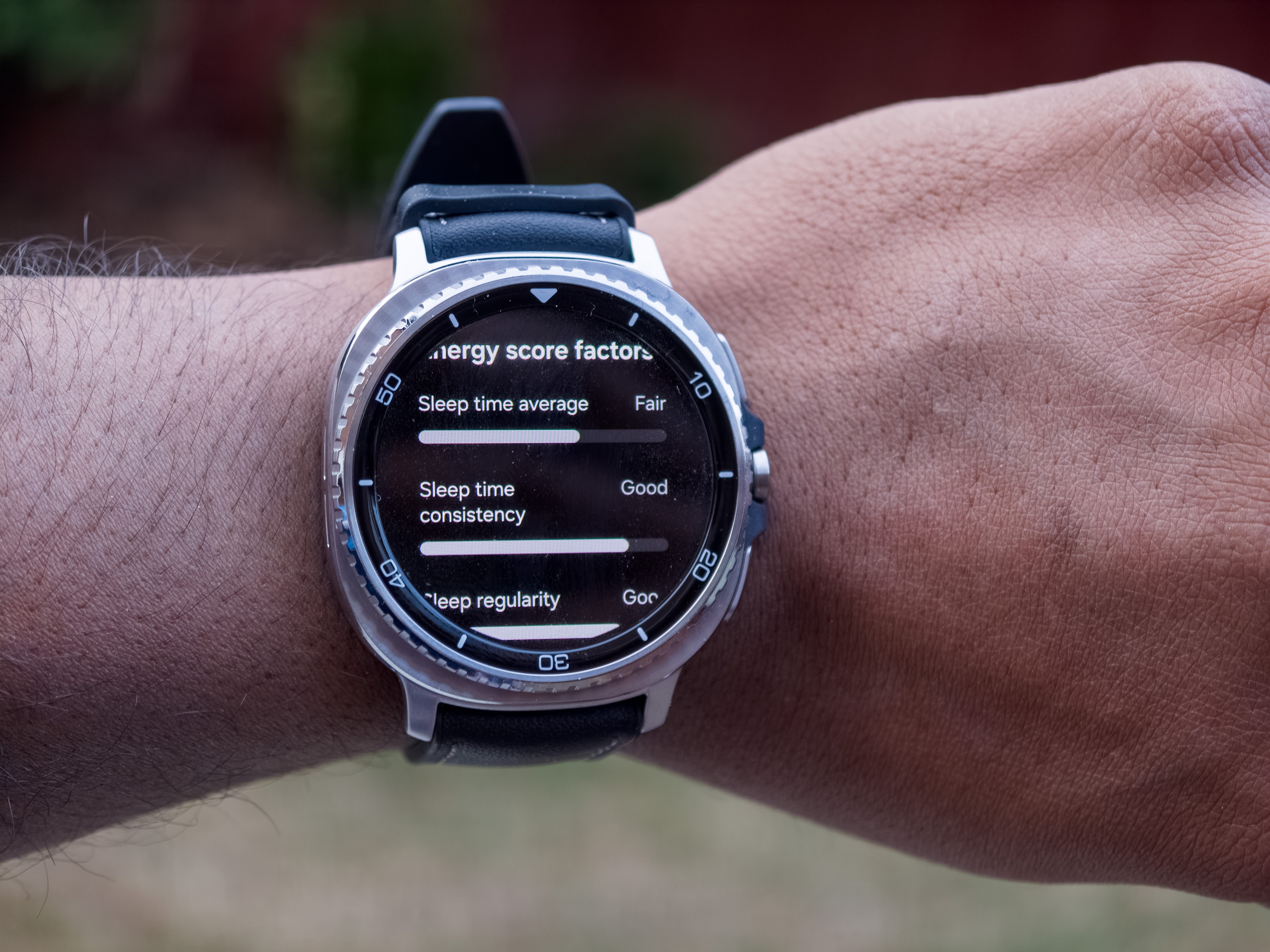 Sleep report on a Galaxy Watch 8 Classic in Black on a wrist