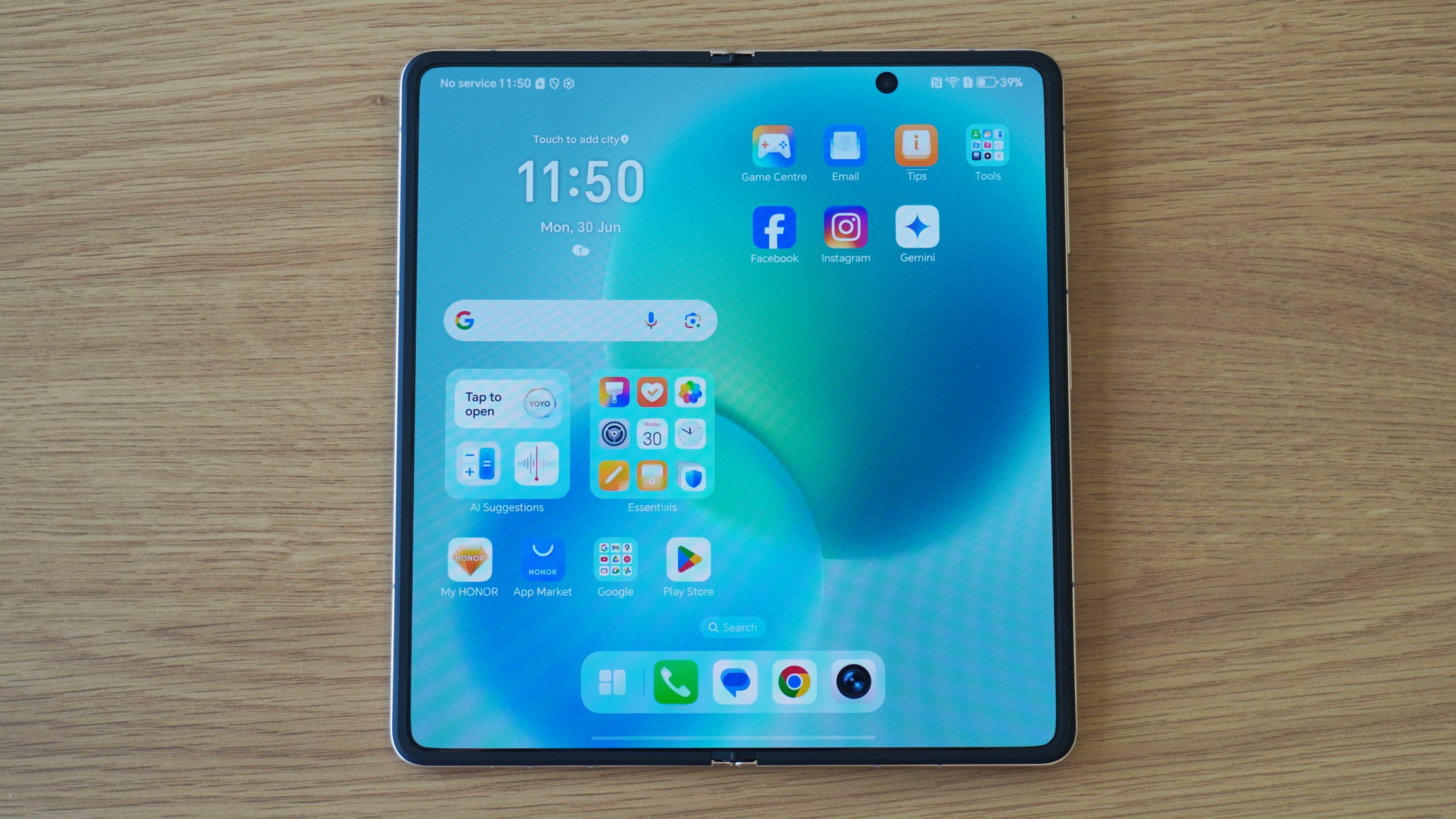 The Magic V5 unfolded with the screen on