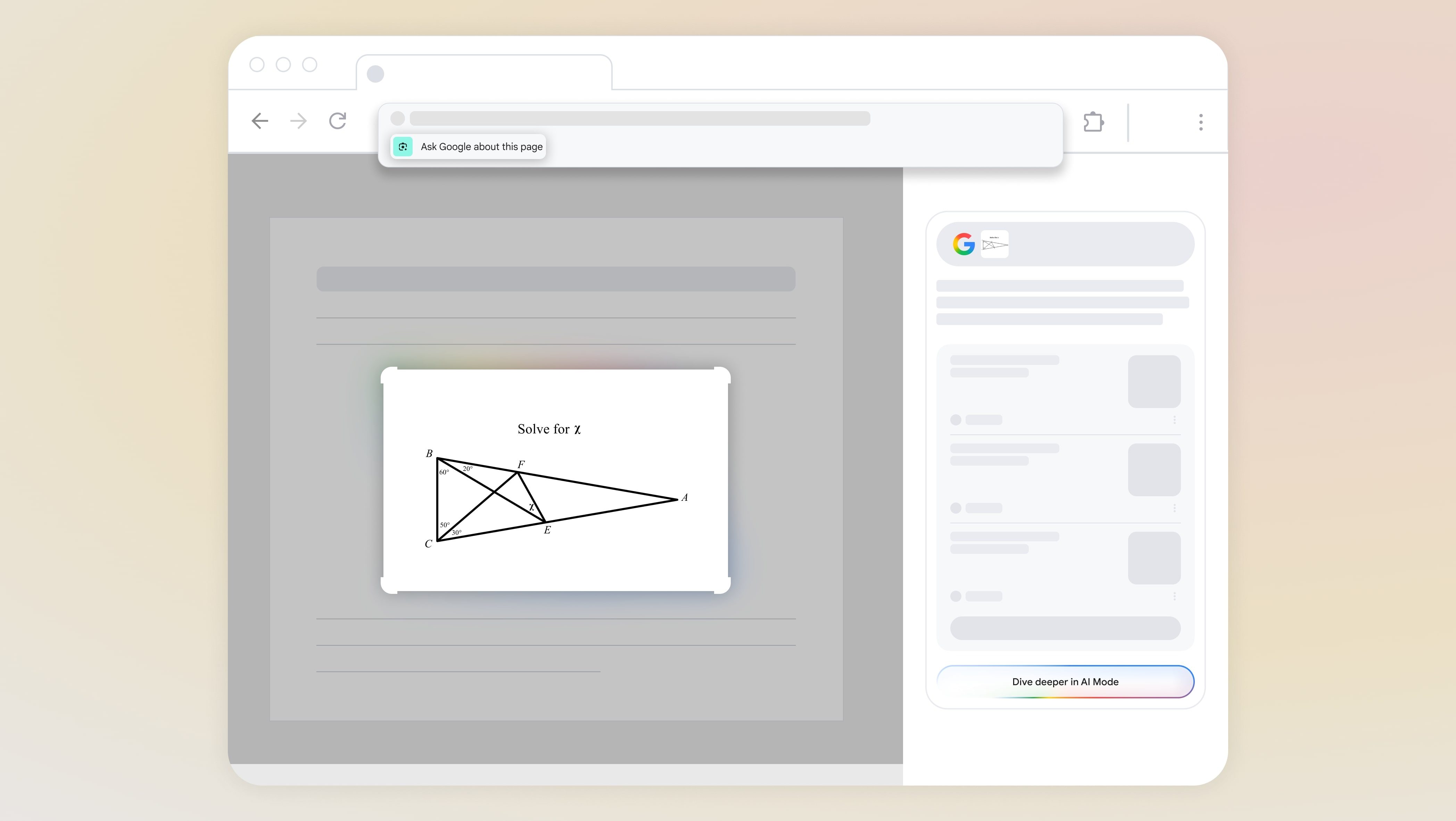A screenshot of the Lens in Chrome feature on Google Search's AI Mode