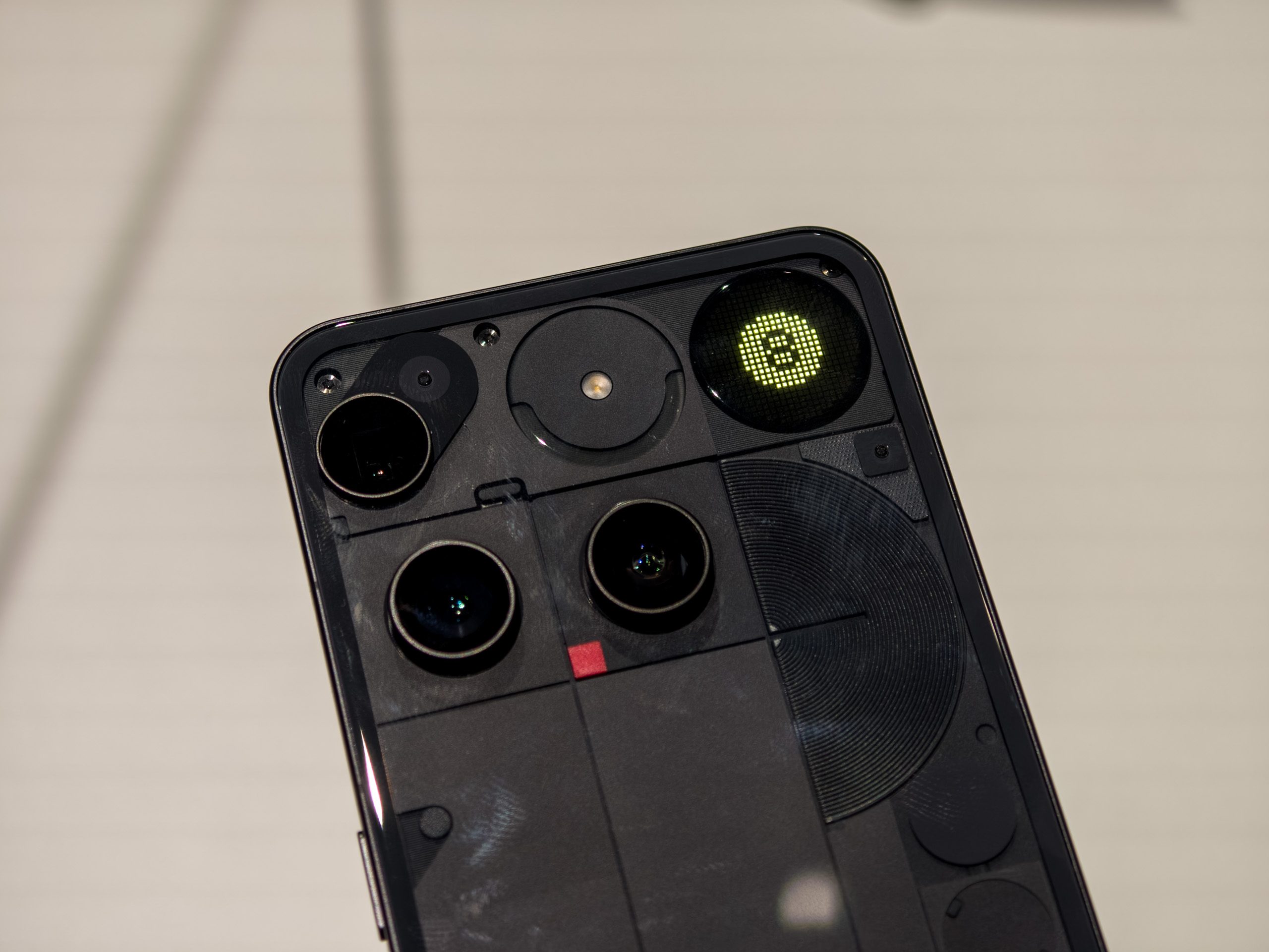 Magic 8 ball on the Glyph Matrix on the Nothing Phone 3 in black