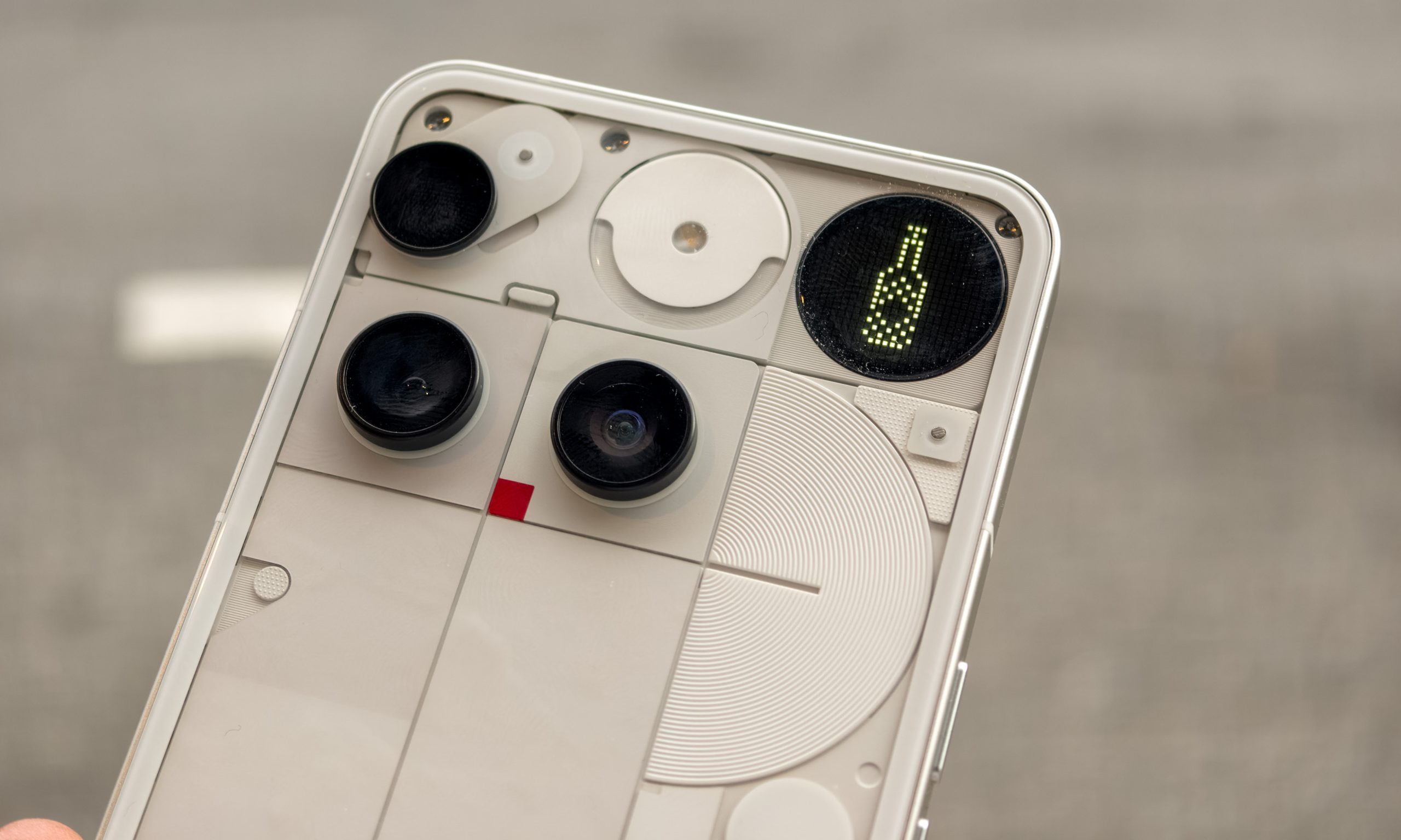 The Glyph Matrix display on the Nothing Phone 3 in white