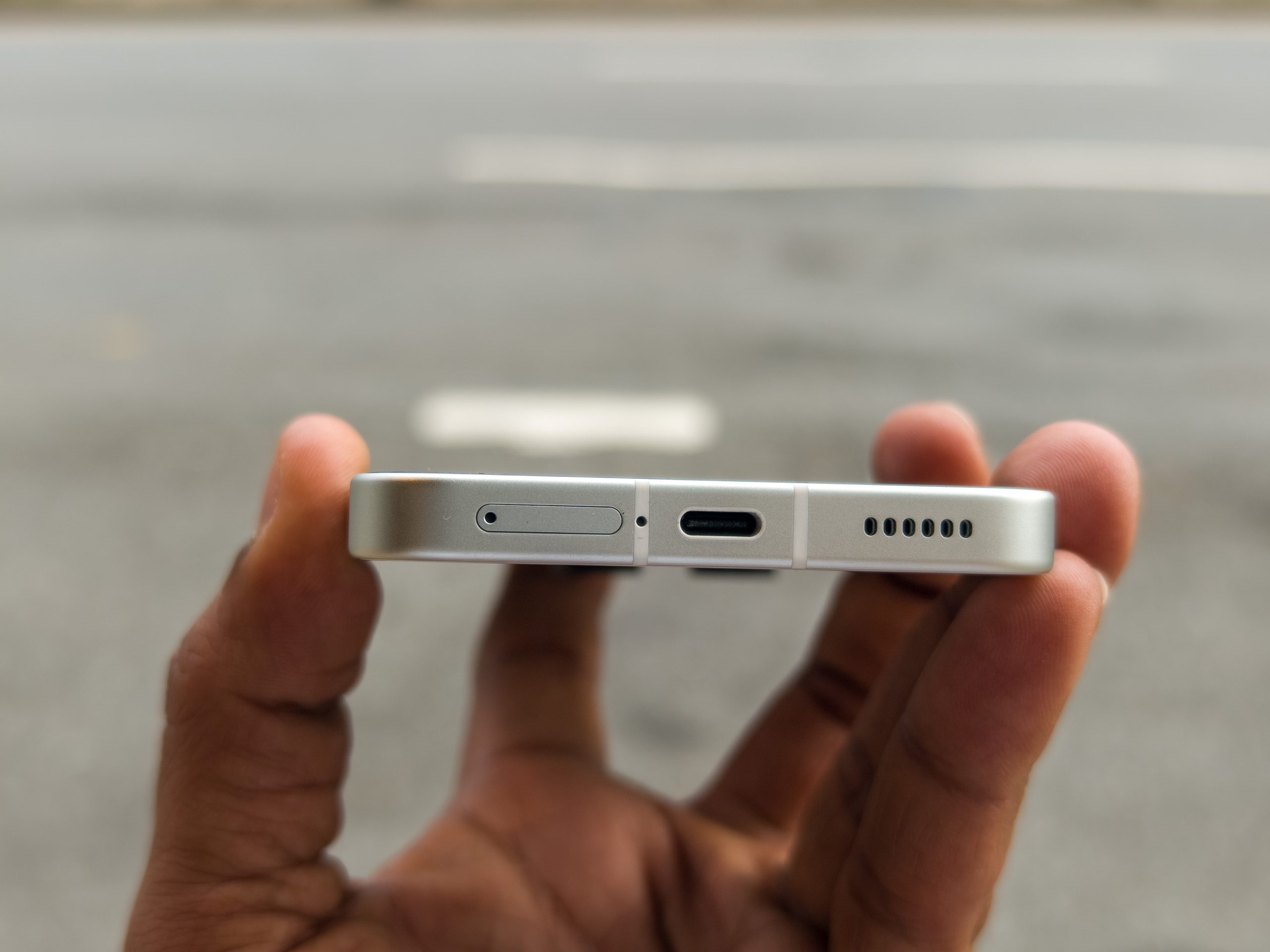 The USB-C port on the Nothing Phone 3 in white