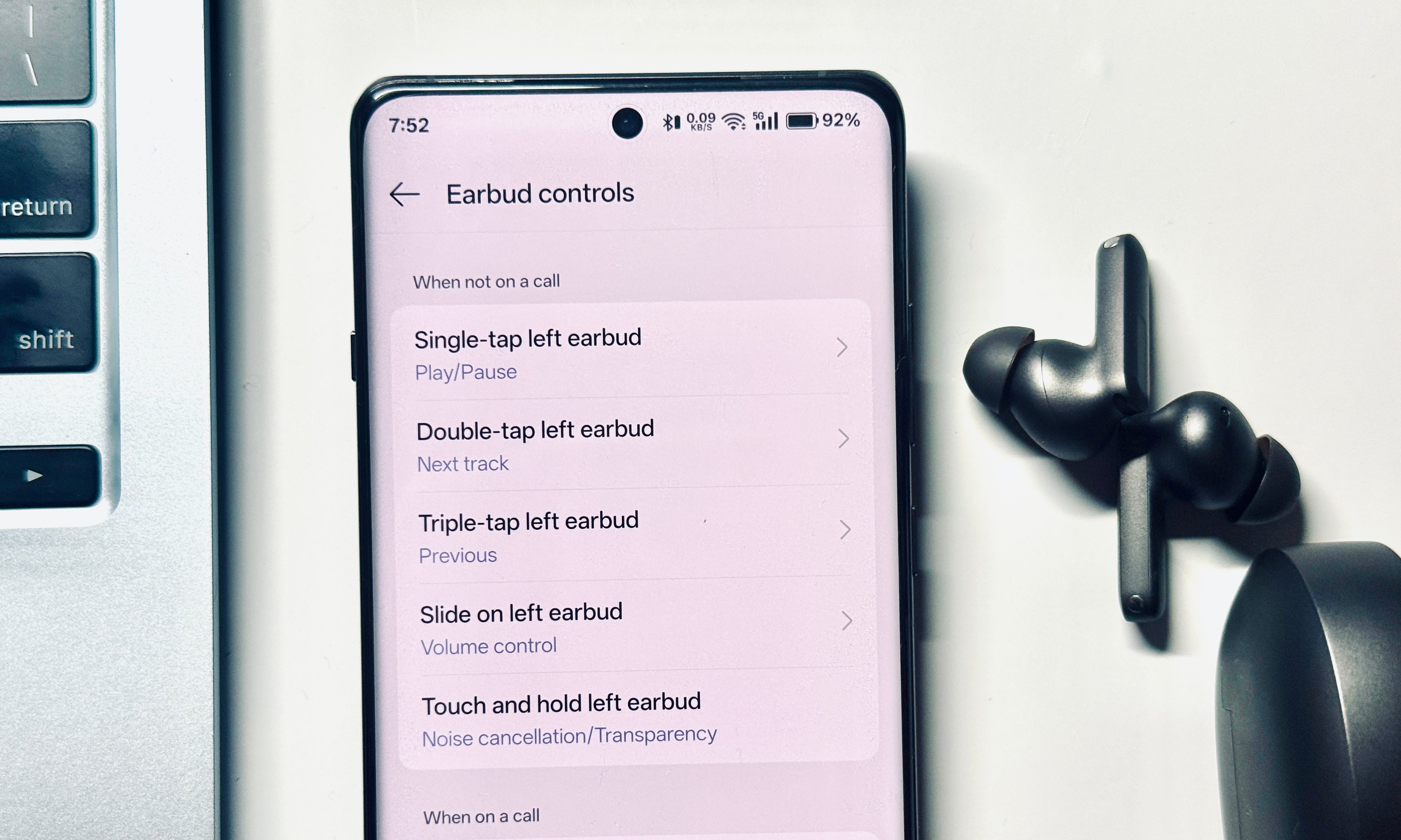 Gesture controls for OnePlus Buds 4 earbuds.