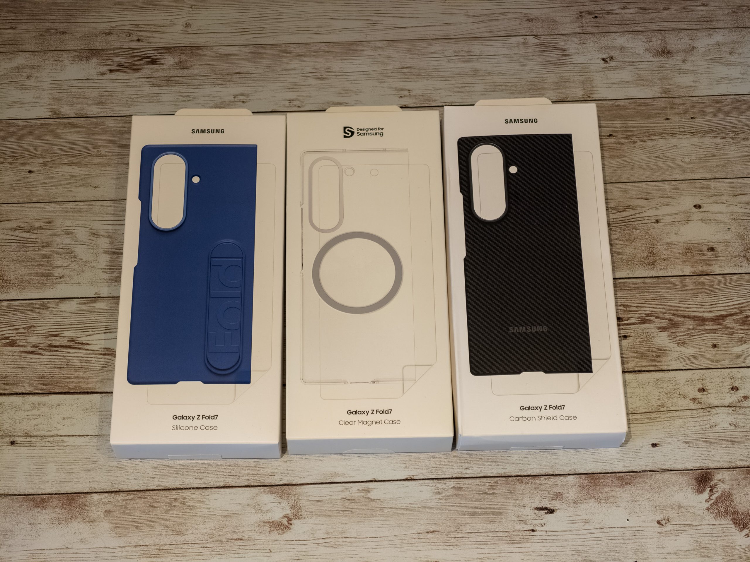 Three official Samsung Galaxy Z Fold 7 cases