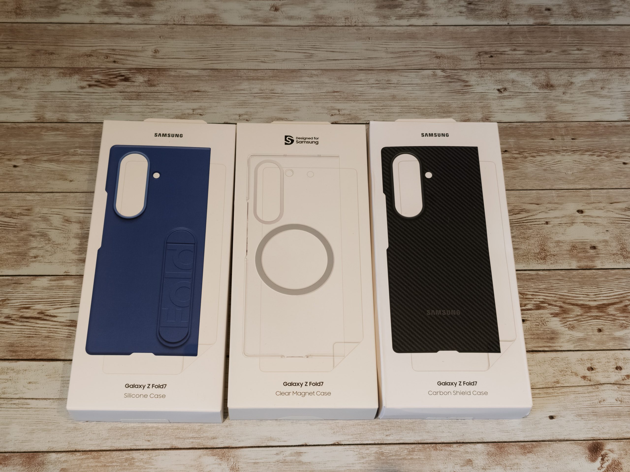 Three official Samsung Galaxy Z Fold 7 cases