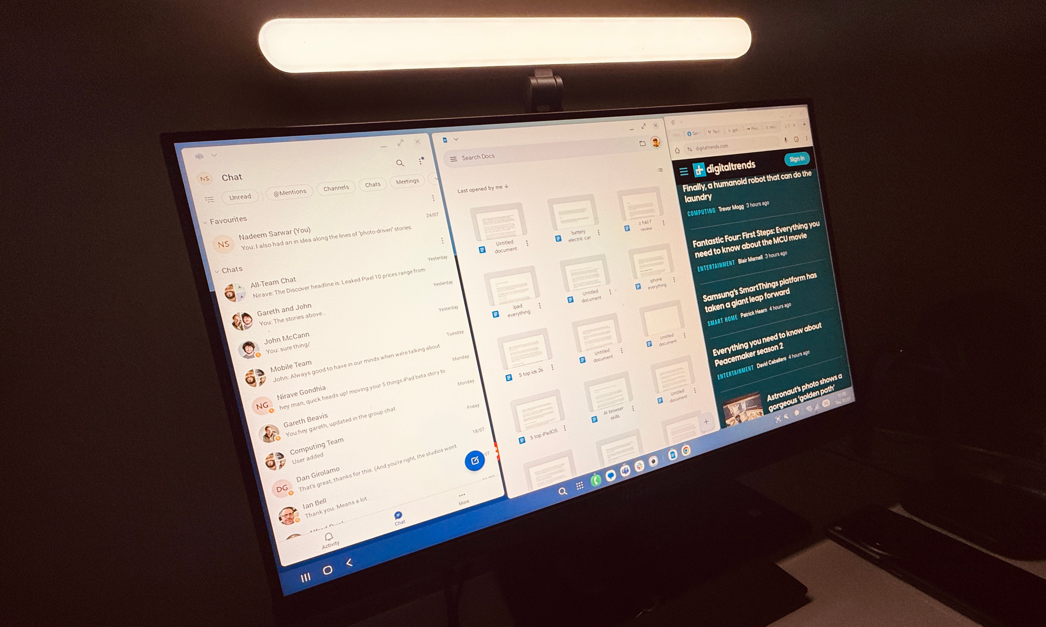 Using a Galaxy Z Fold 7 to launch Samsung DeX on an external monitor.