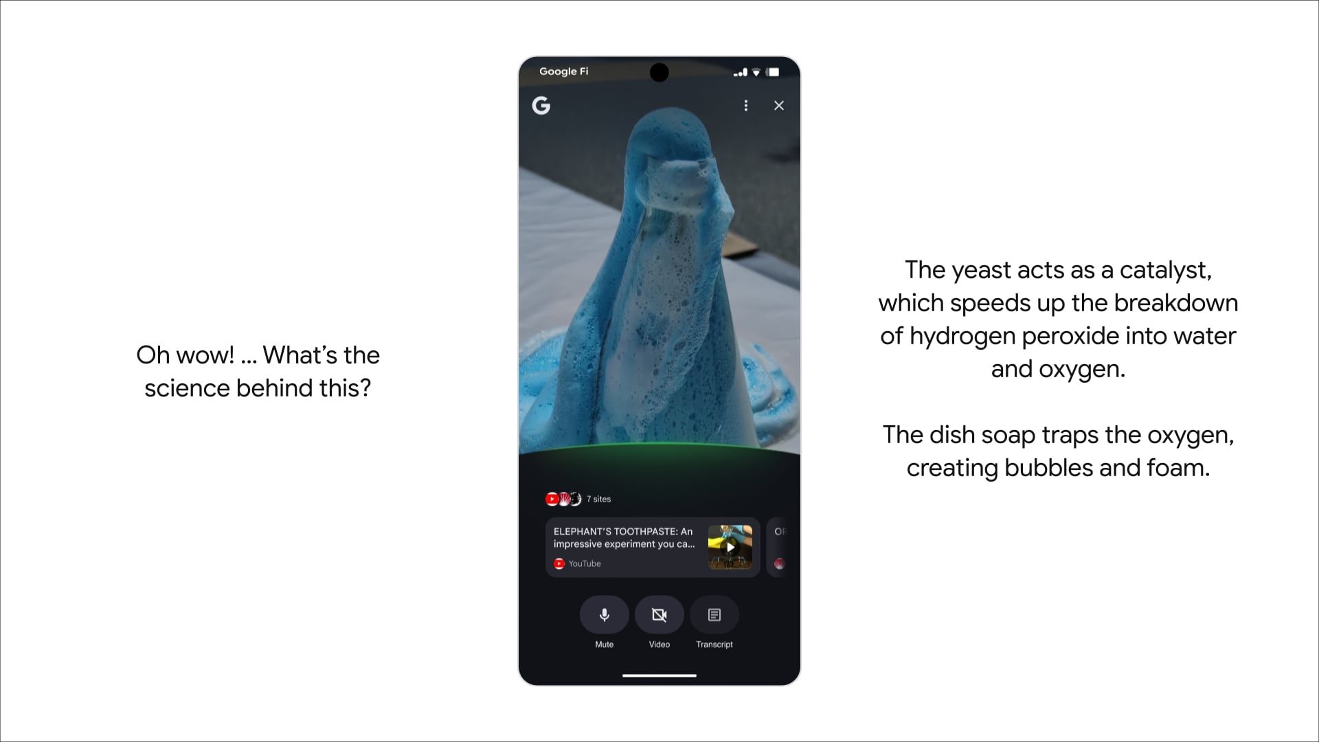 A screenshot of the Search Live with video feature on Google Search's AI Mode