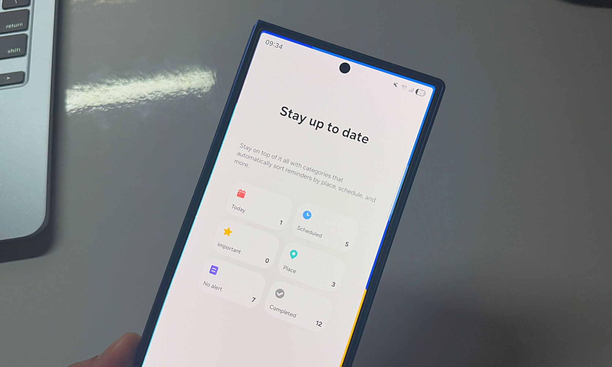 Reminder app in One UI 8 on Samsung Galaxy Z Fold 7.