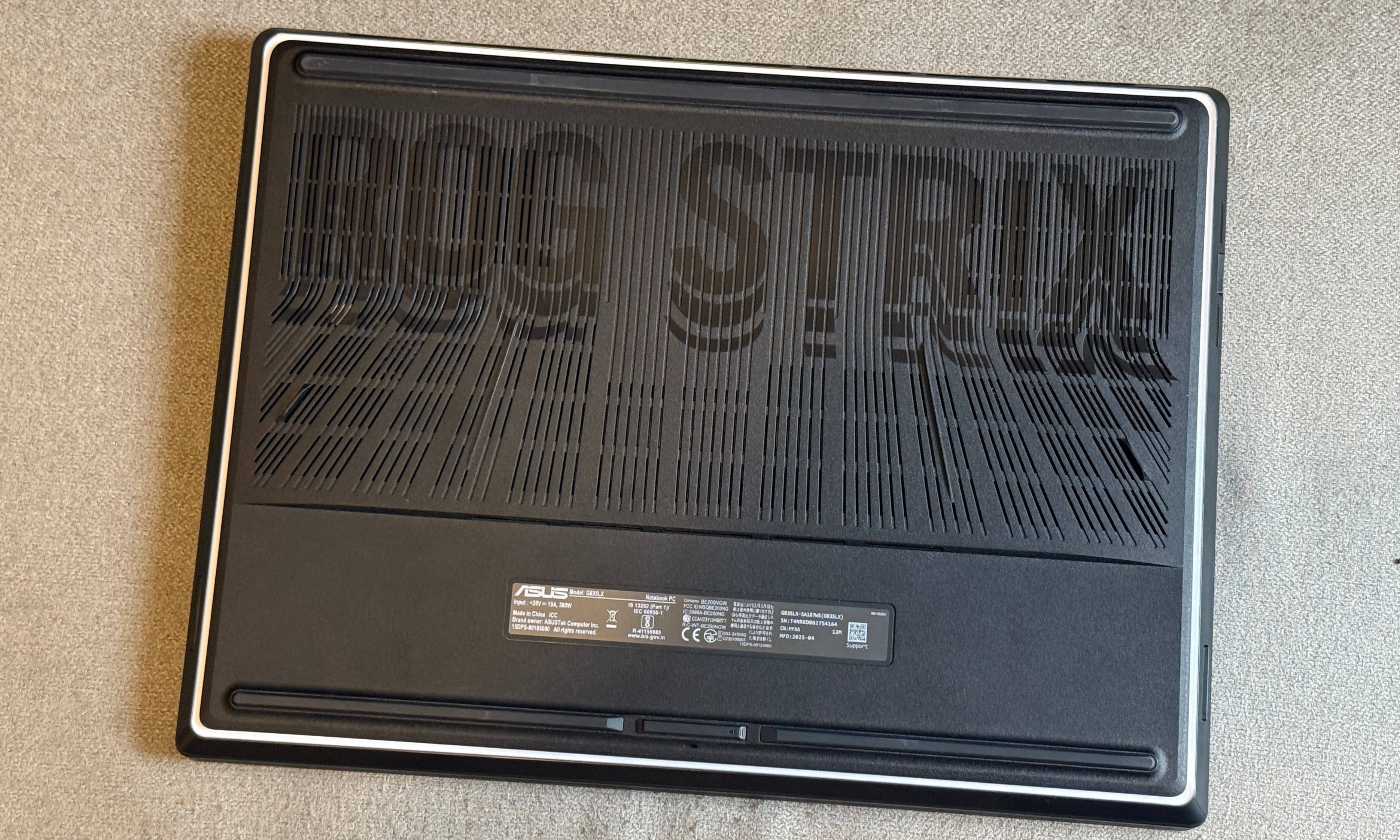 Rear face of the Asus ROG Strix Scar 18 laptop.
