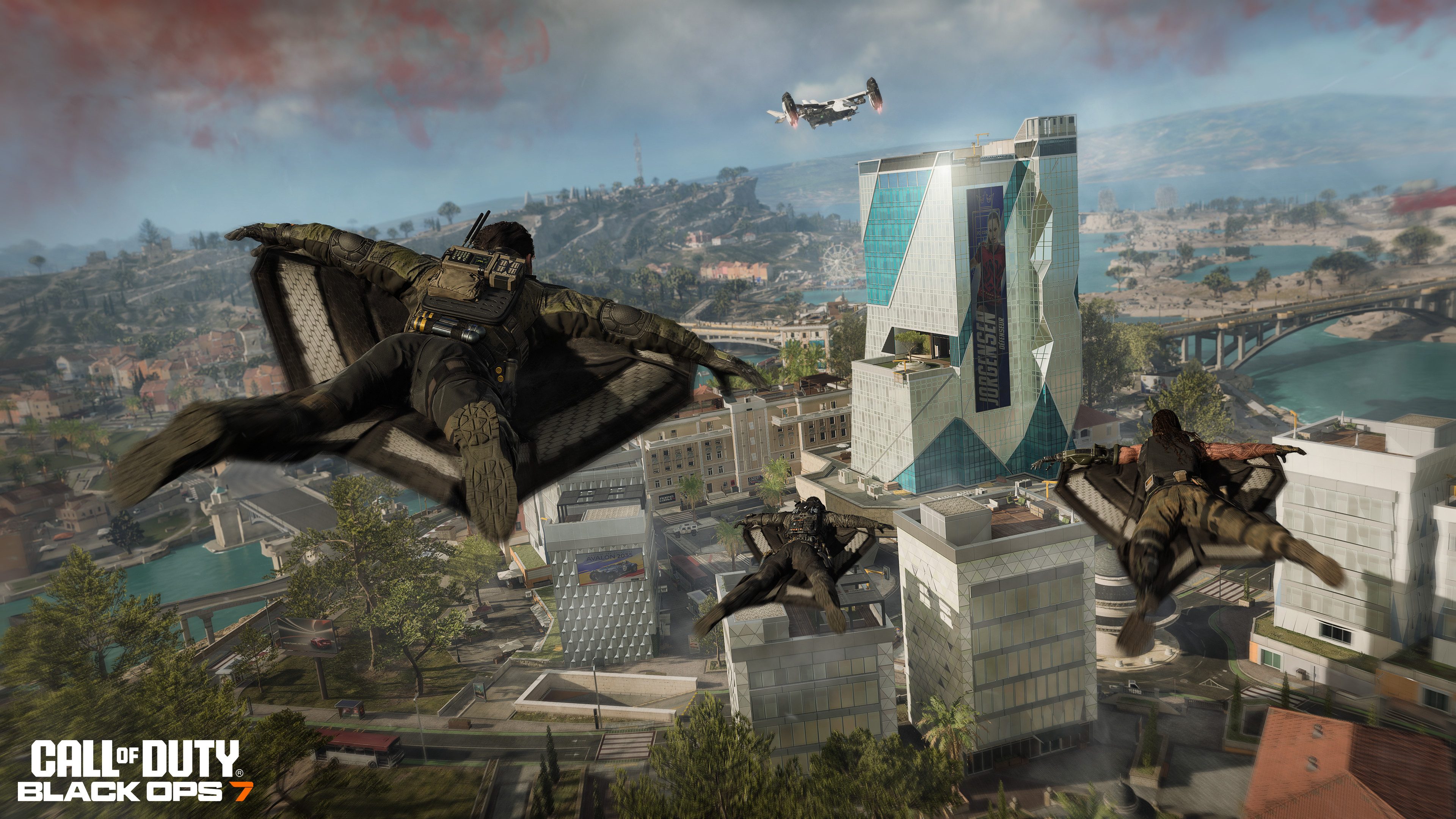 Soldiers wingsuiting in Black Ops 7.