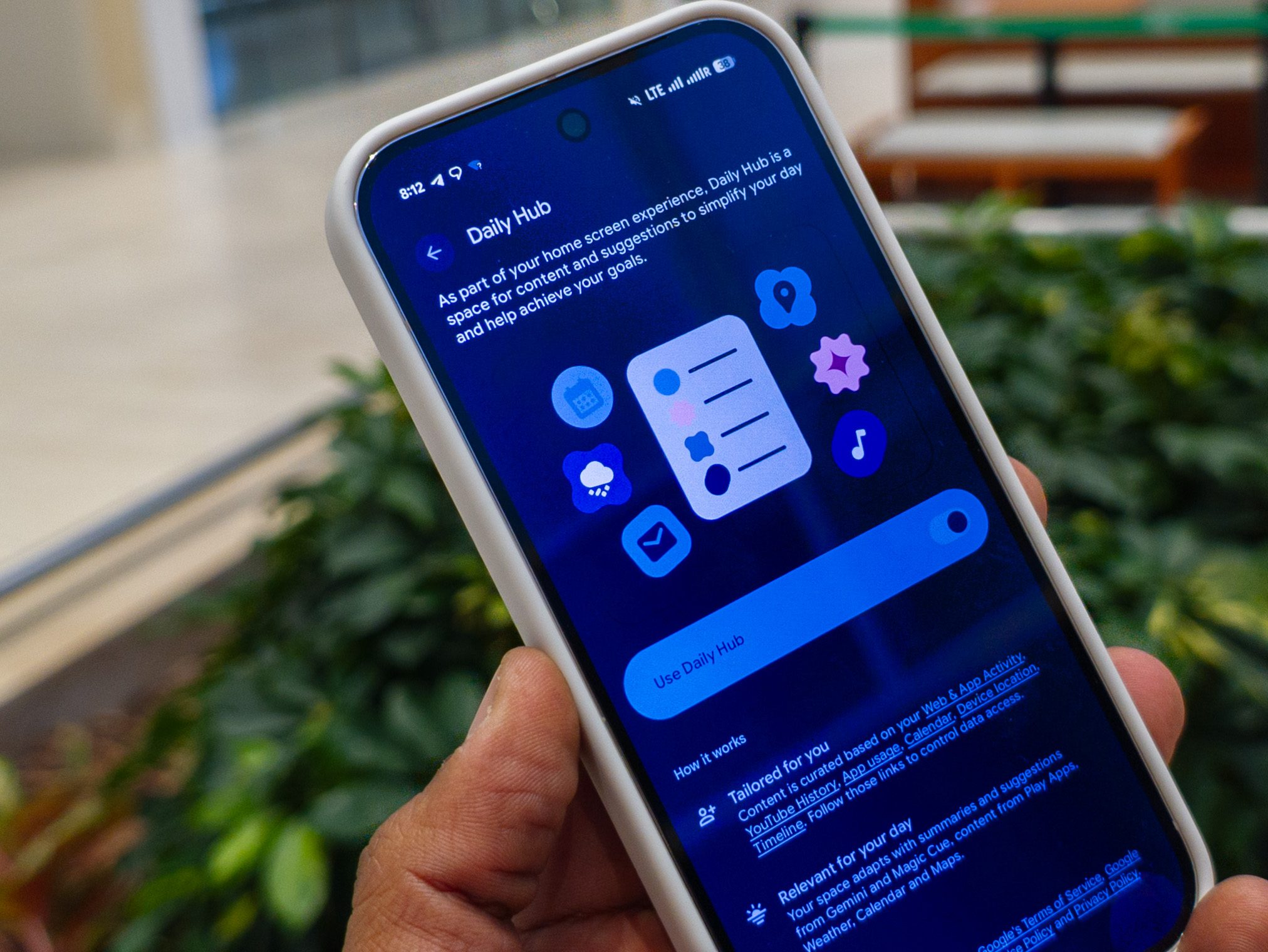 Daily Hub settings on the Google Pixel 10 Pro in Obsidian