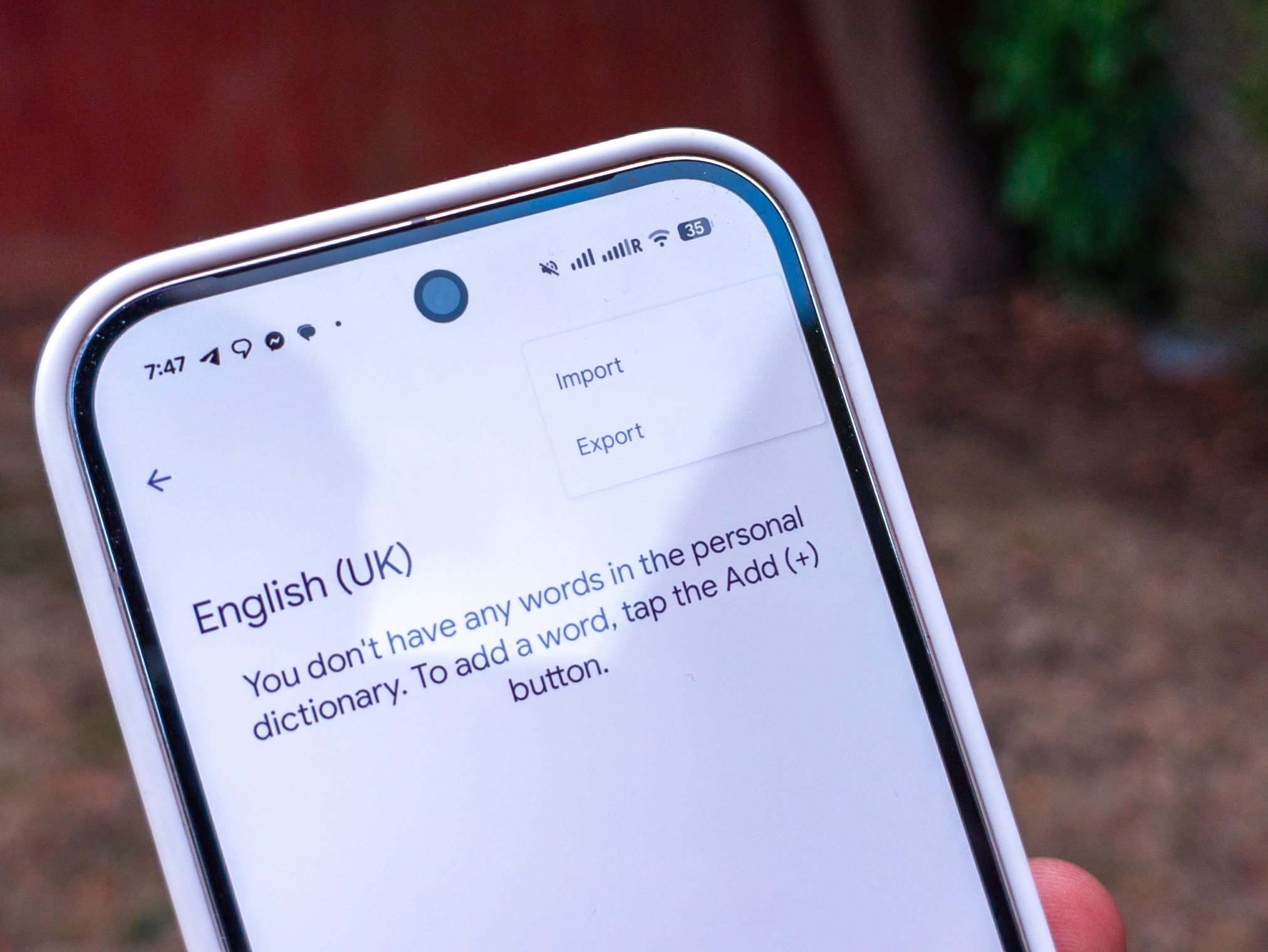 Import Export menu on Gboard on the Google Pixel 10 Pro