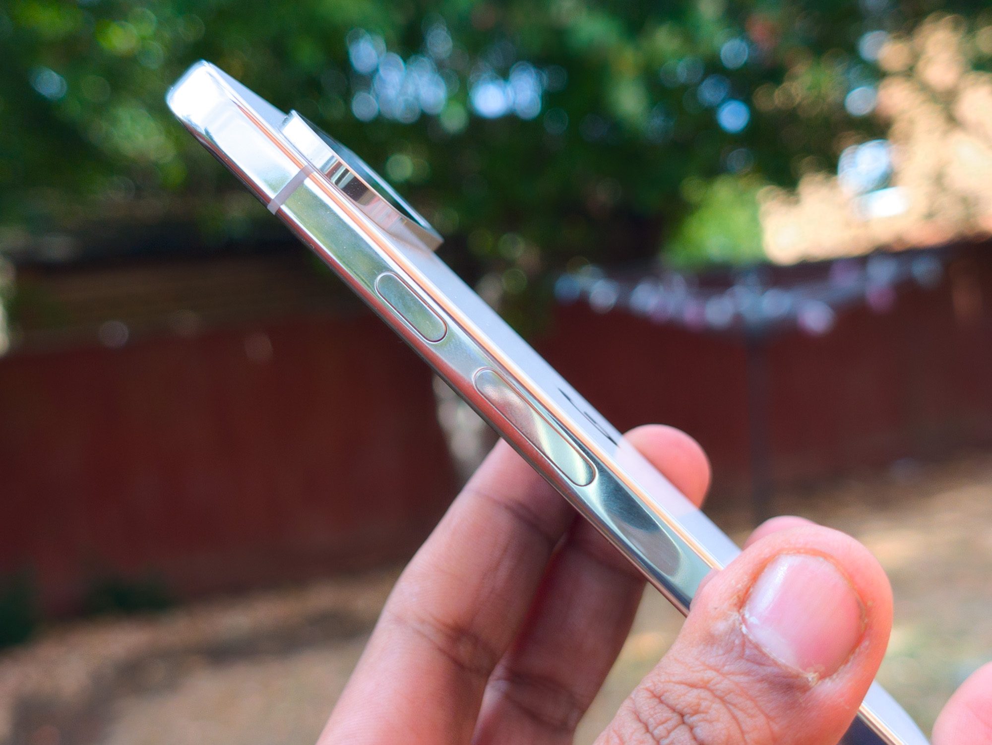 Volume keys and power button on the Google Pixel 10 Pro in Porcelain in the hand