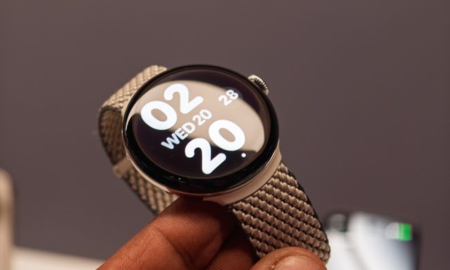 Google Pixel Watch 4 in black in the hand