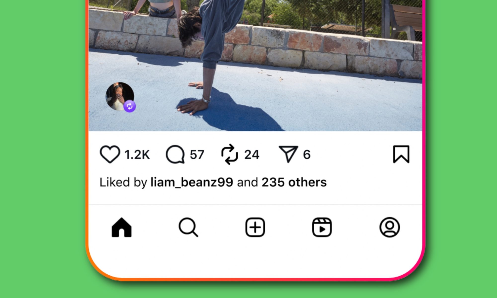 Repost feature on Instagram.