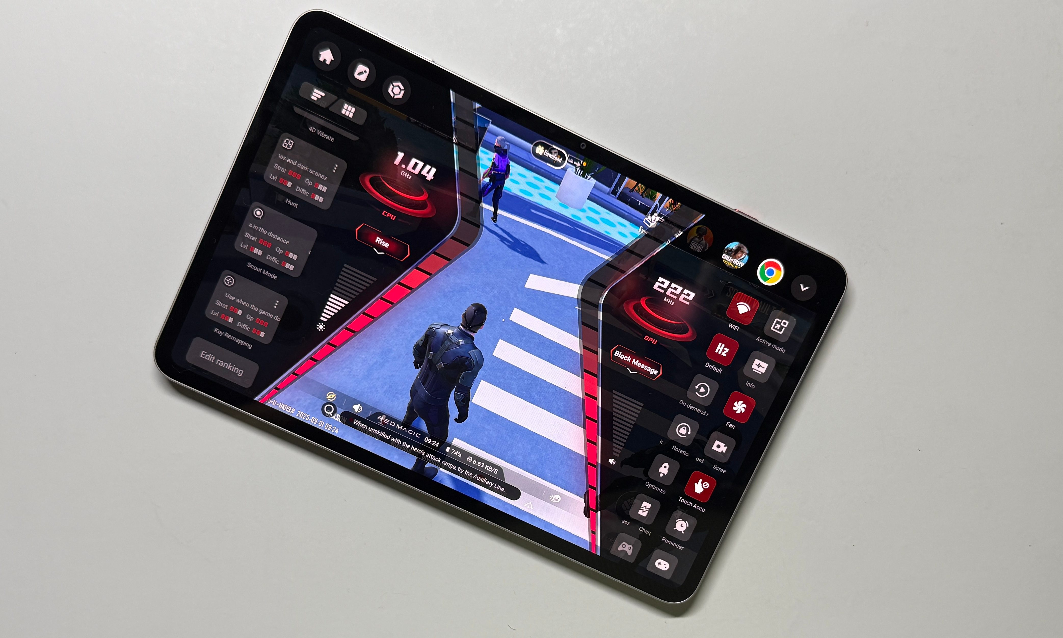 5. Red Magic Astra gaming tablet sitting on a table.