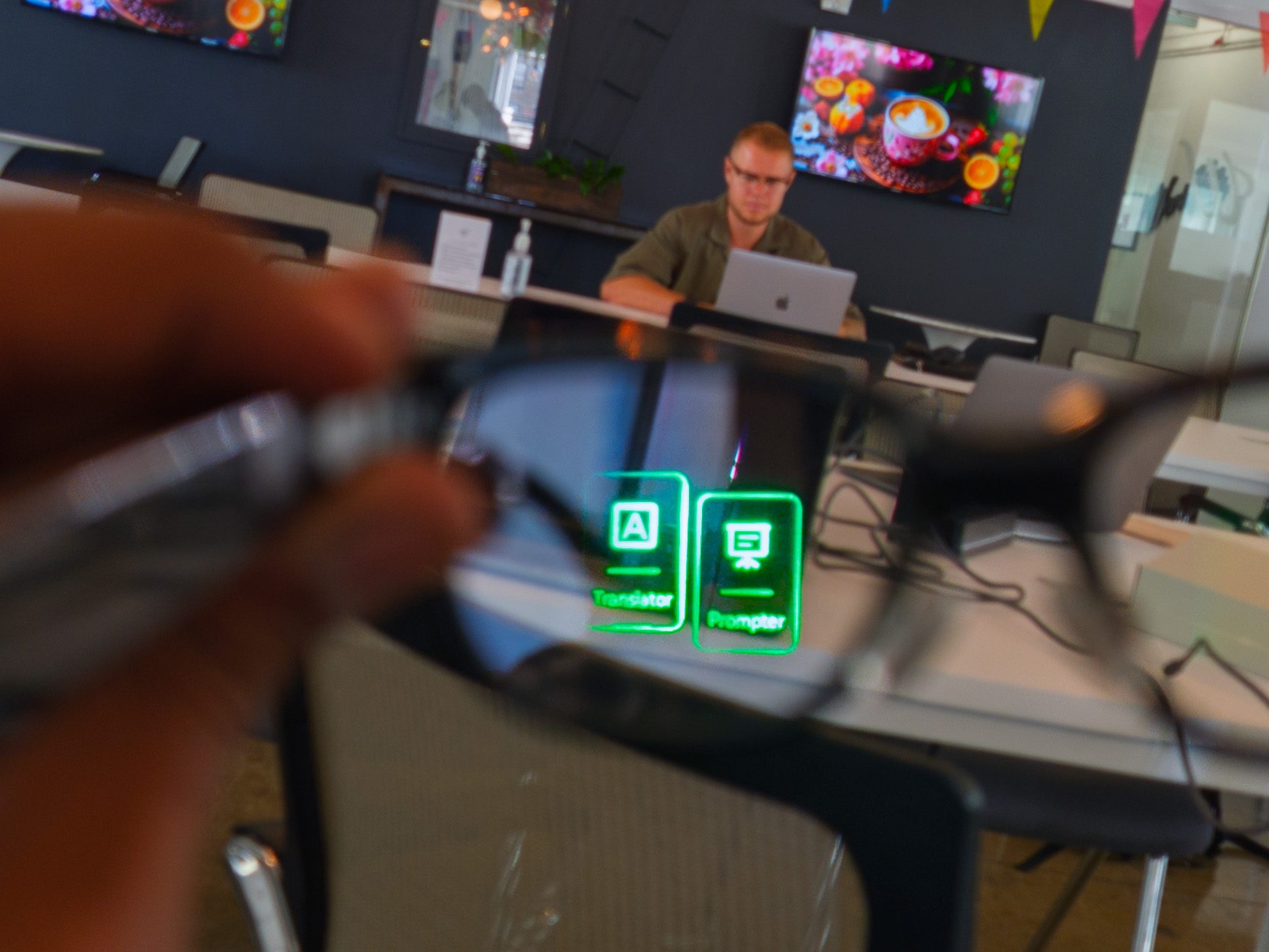 The mini LED display on the Rokid Glasses