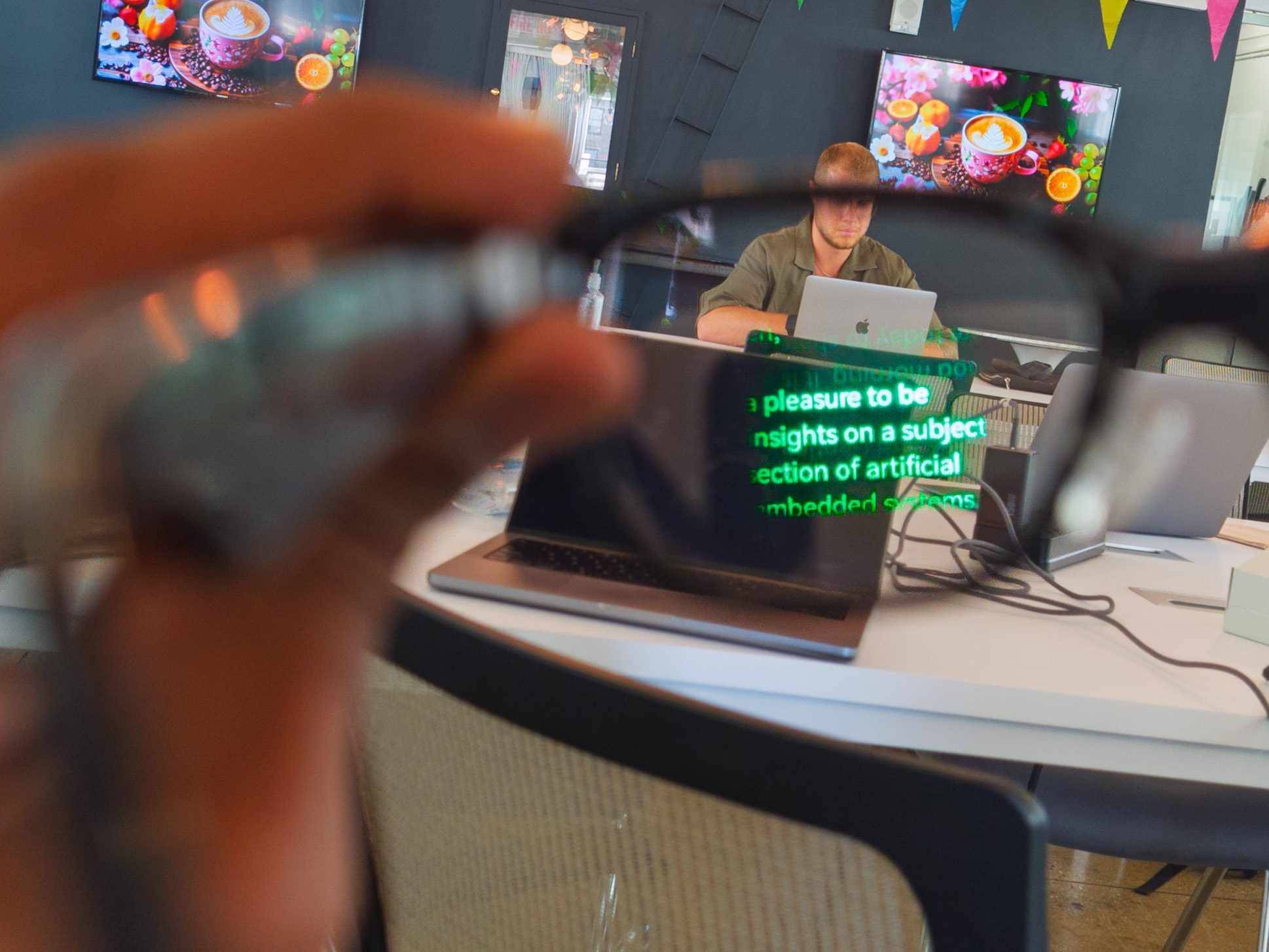 The mini LED display on the Rokid Glasses