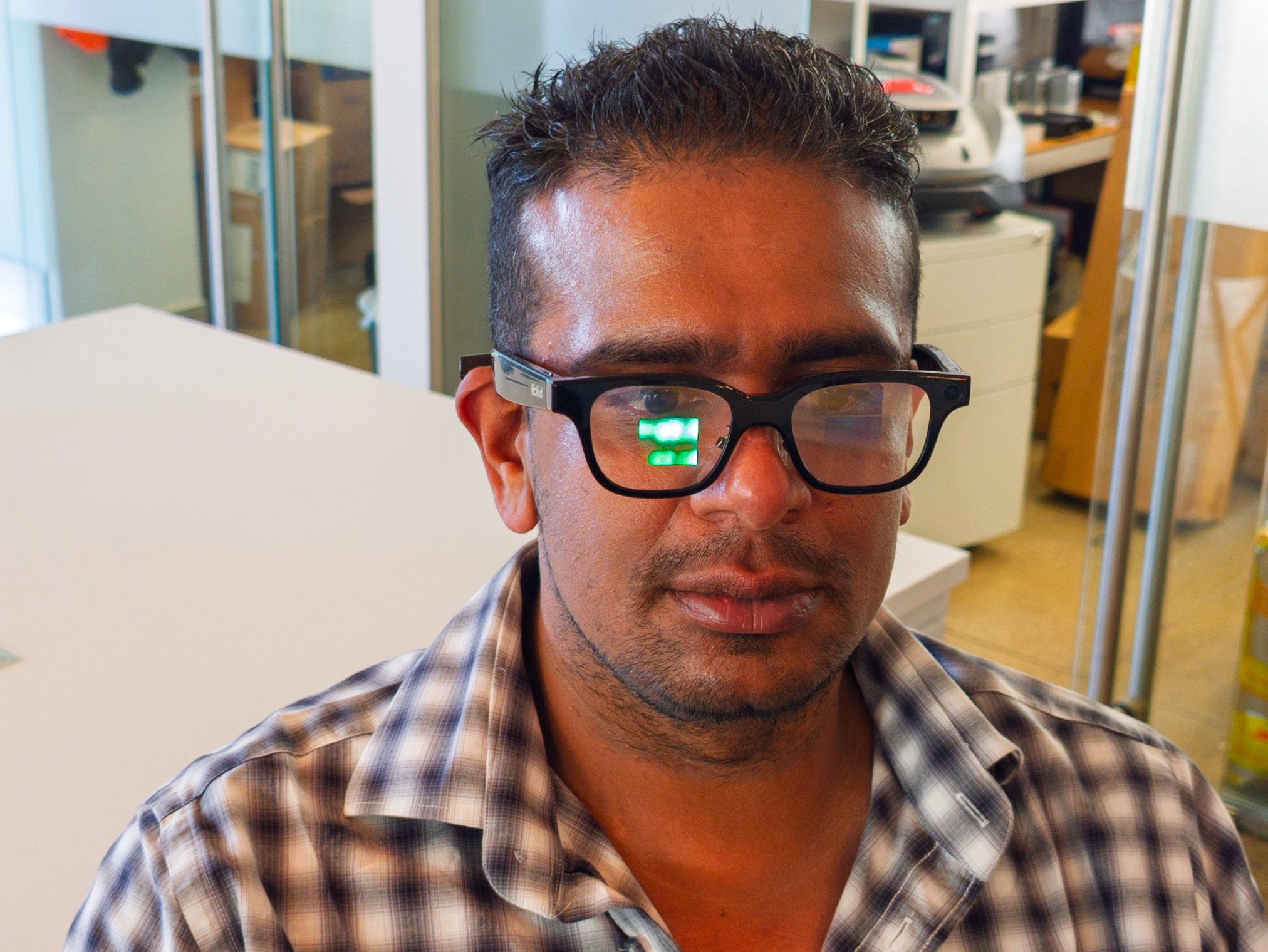 The Rokid Glasses on a face