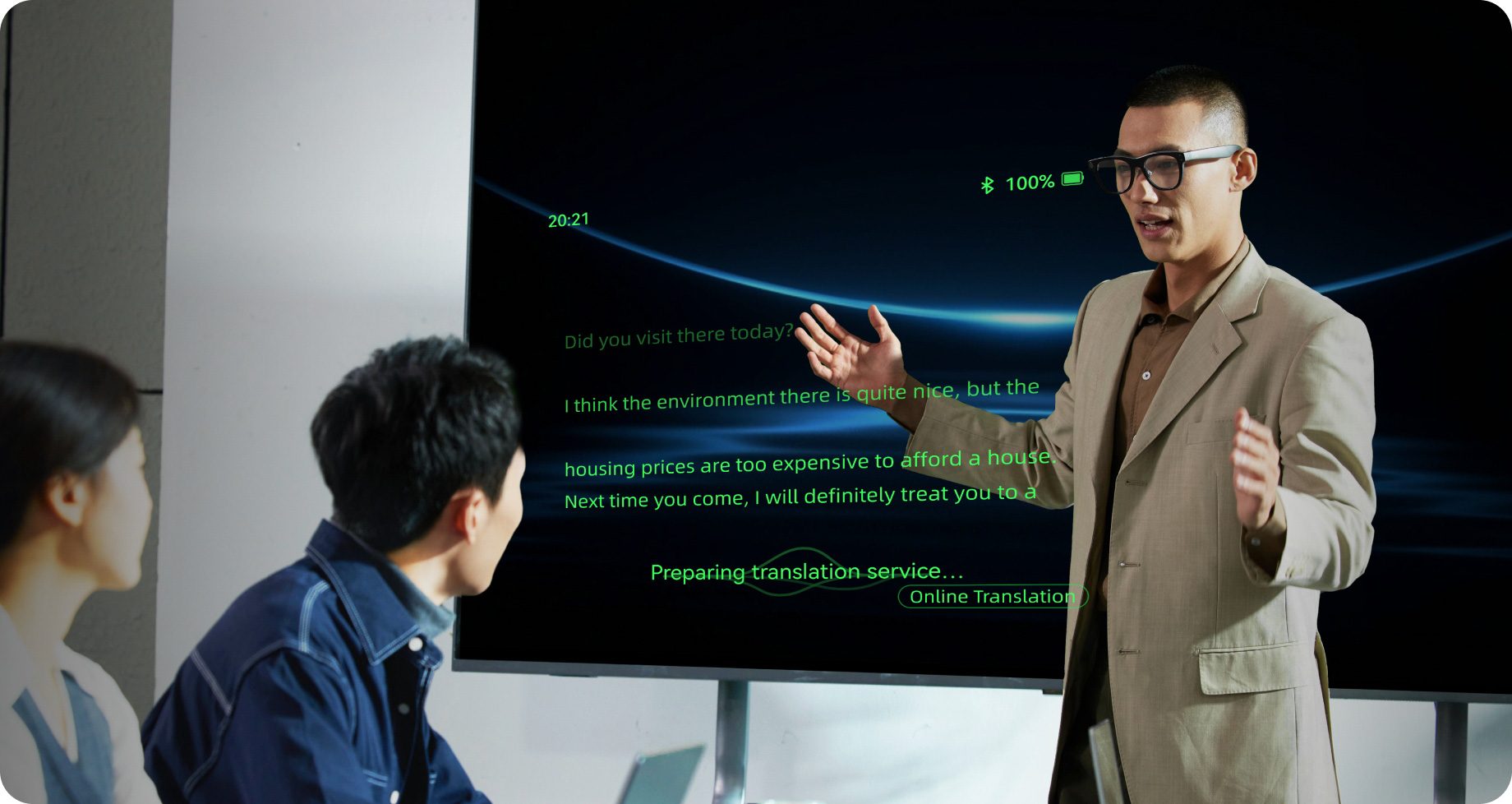 Press render of the teleprompter in action on the Rokid Glasses