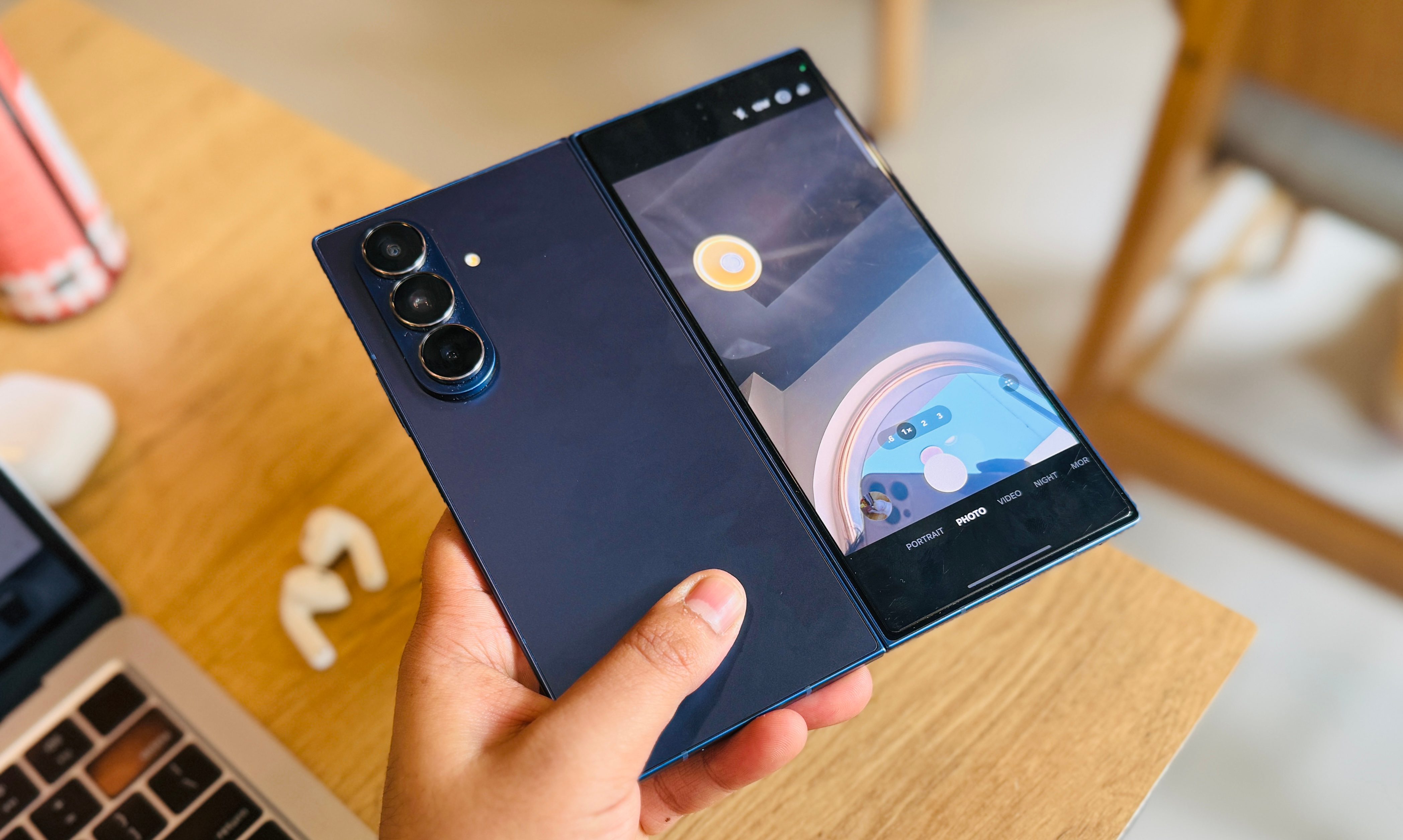 Rear camera for selfie on Samsung Galaxy Z Fold 7.